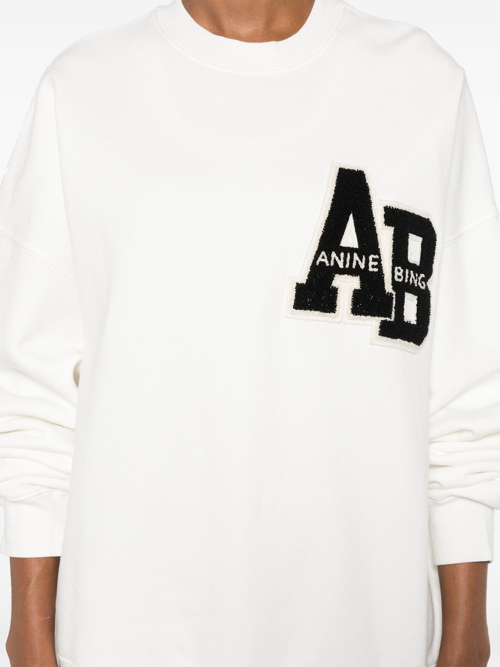 Anine Bing Miles Logo-patch Cotton Sweatshirt In White