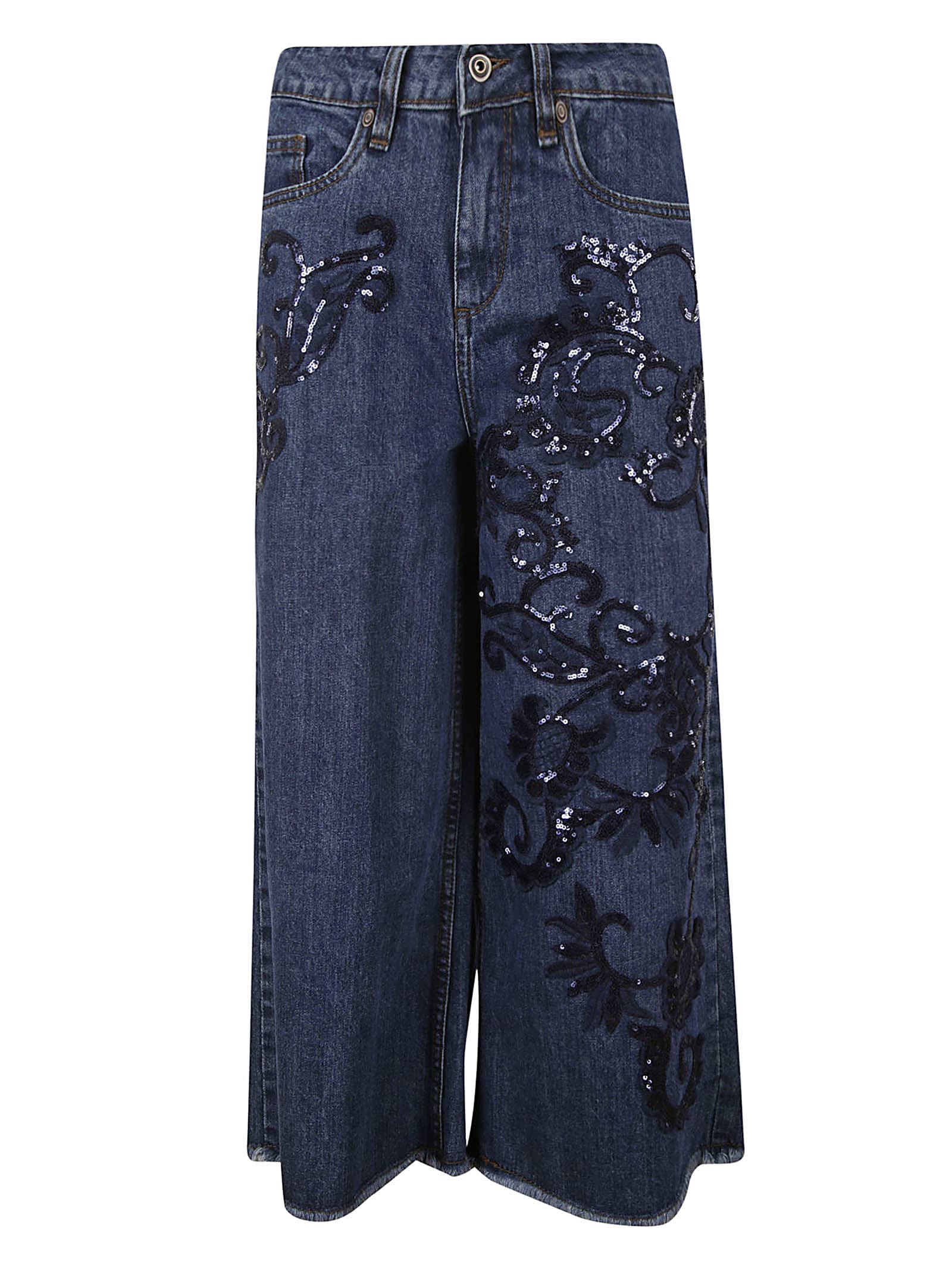 ANTONIO MARRAS EMBROIDERED CROPPED JEANS,11247891