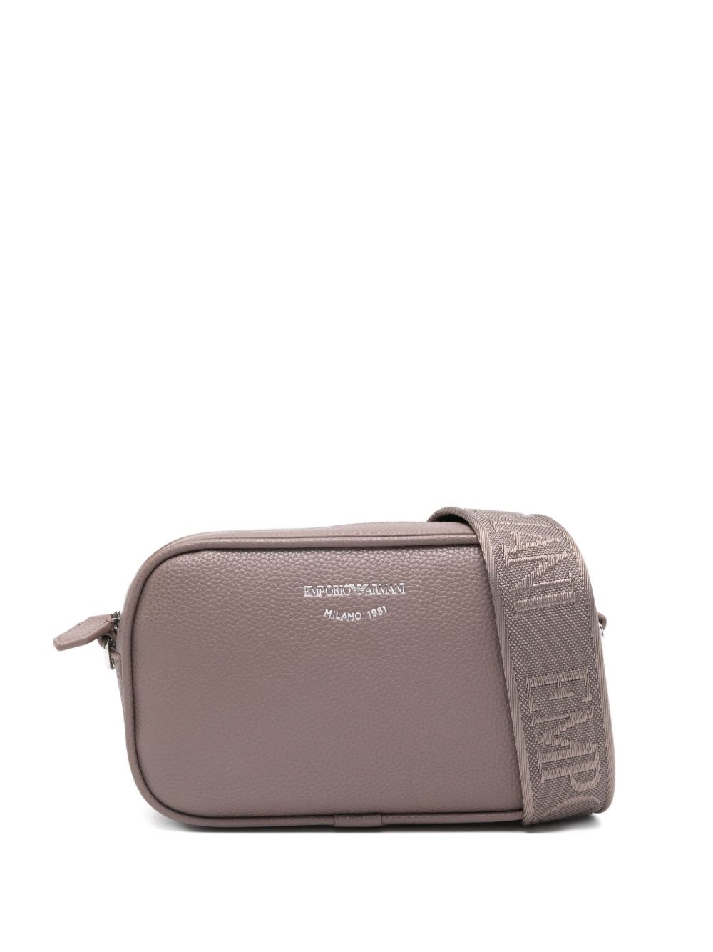 Emporio Armani Taupe Logo Crossbody Bag In Gray