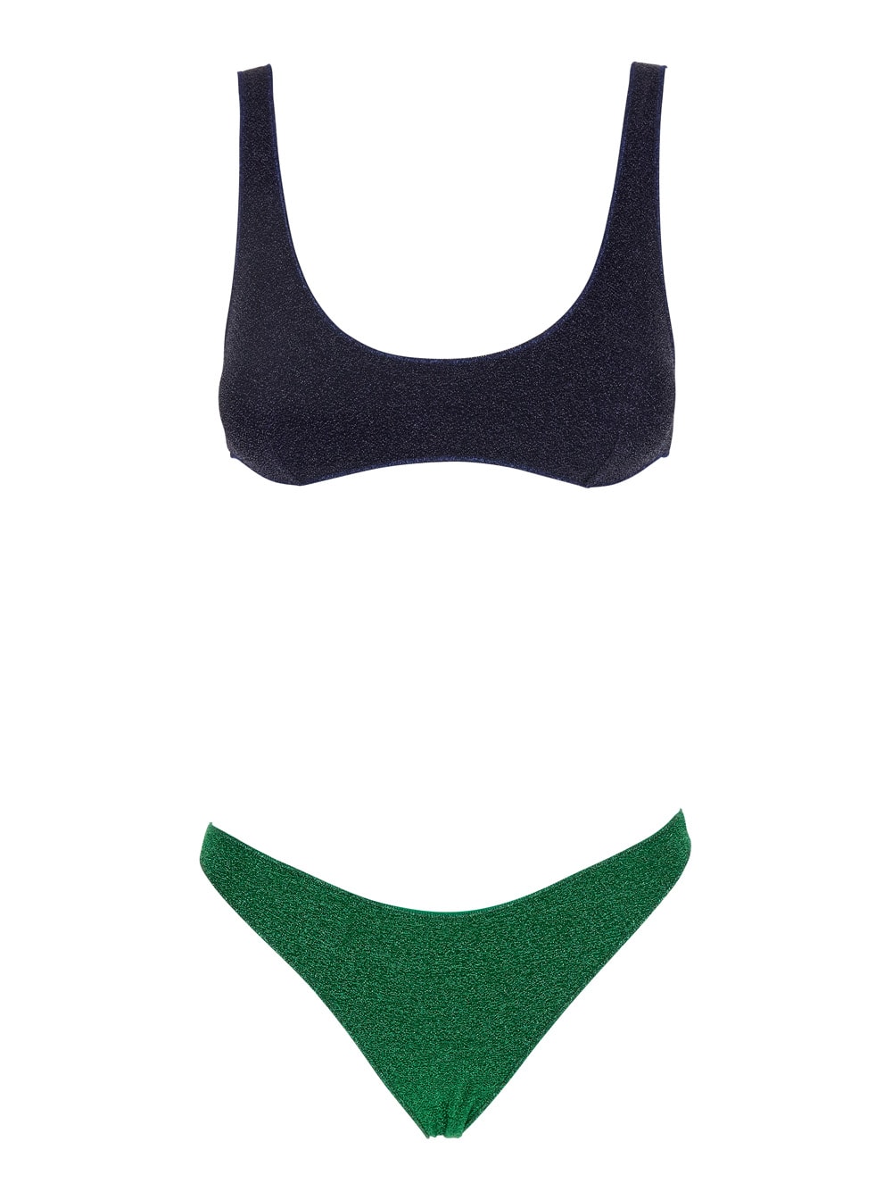 lumiere Sporty Blue And Green Bi-color Bikini Set In Tech Fabric Woman