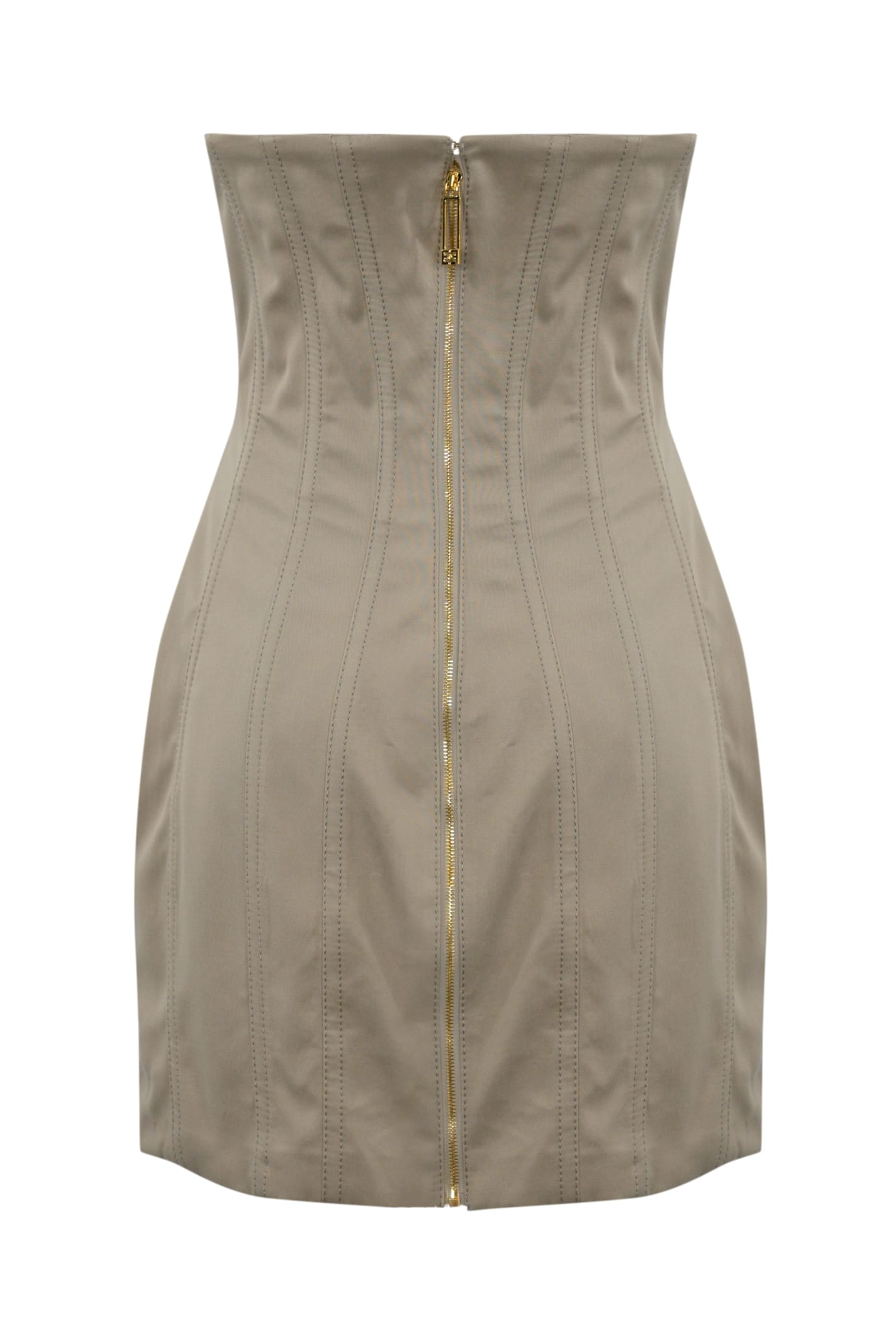 Elisabetta Franchi Cotton Bustier Dress In Greige