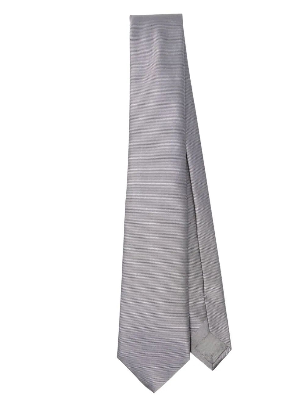 Shop Emporio Armani Woven Jacquard Tie In Grey