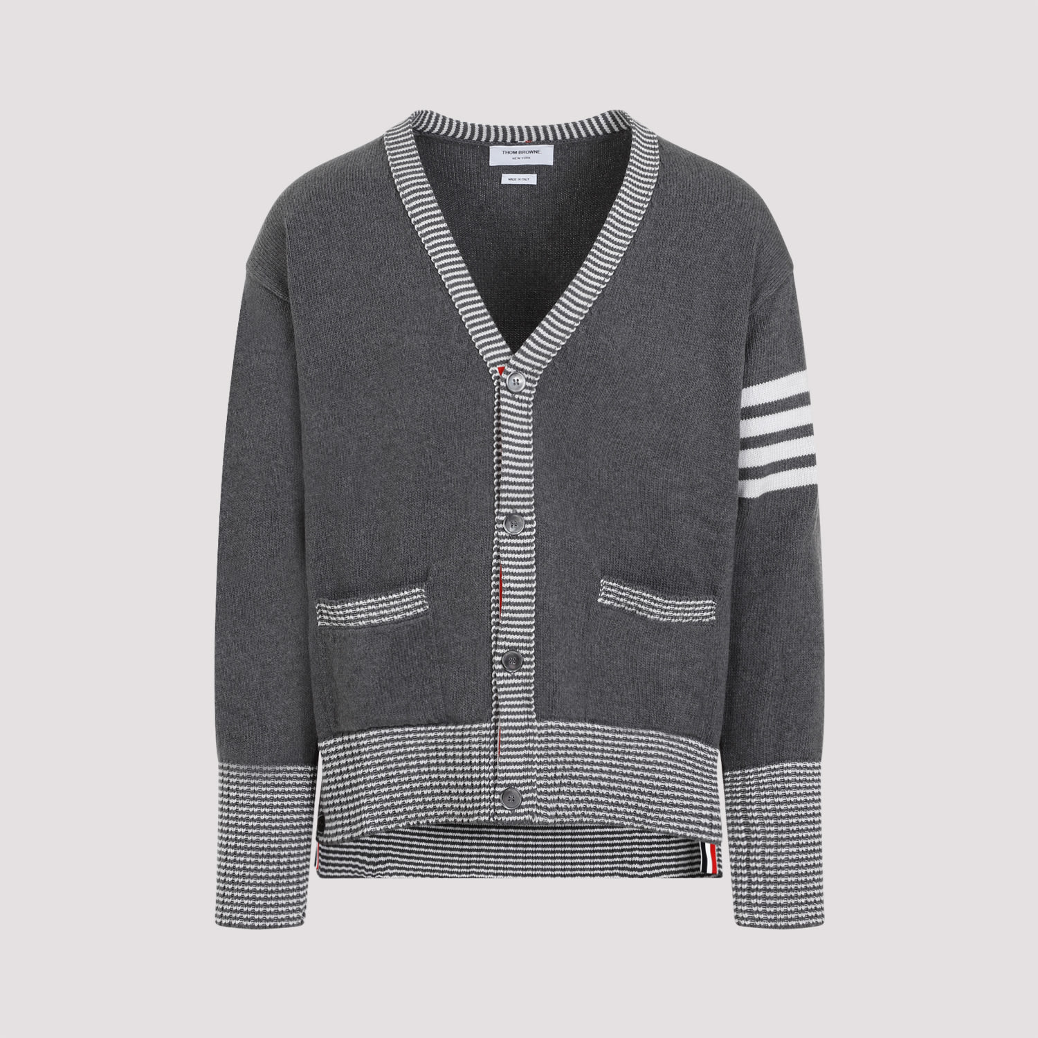 Shop Thom Browne Thome Browne Hector Icon Intarsia V Neck Cardigan