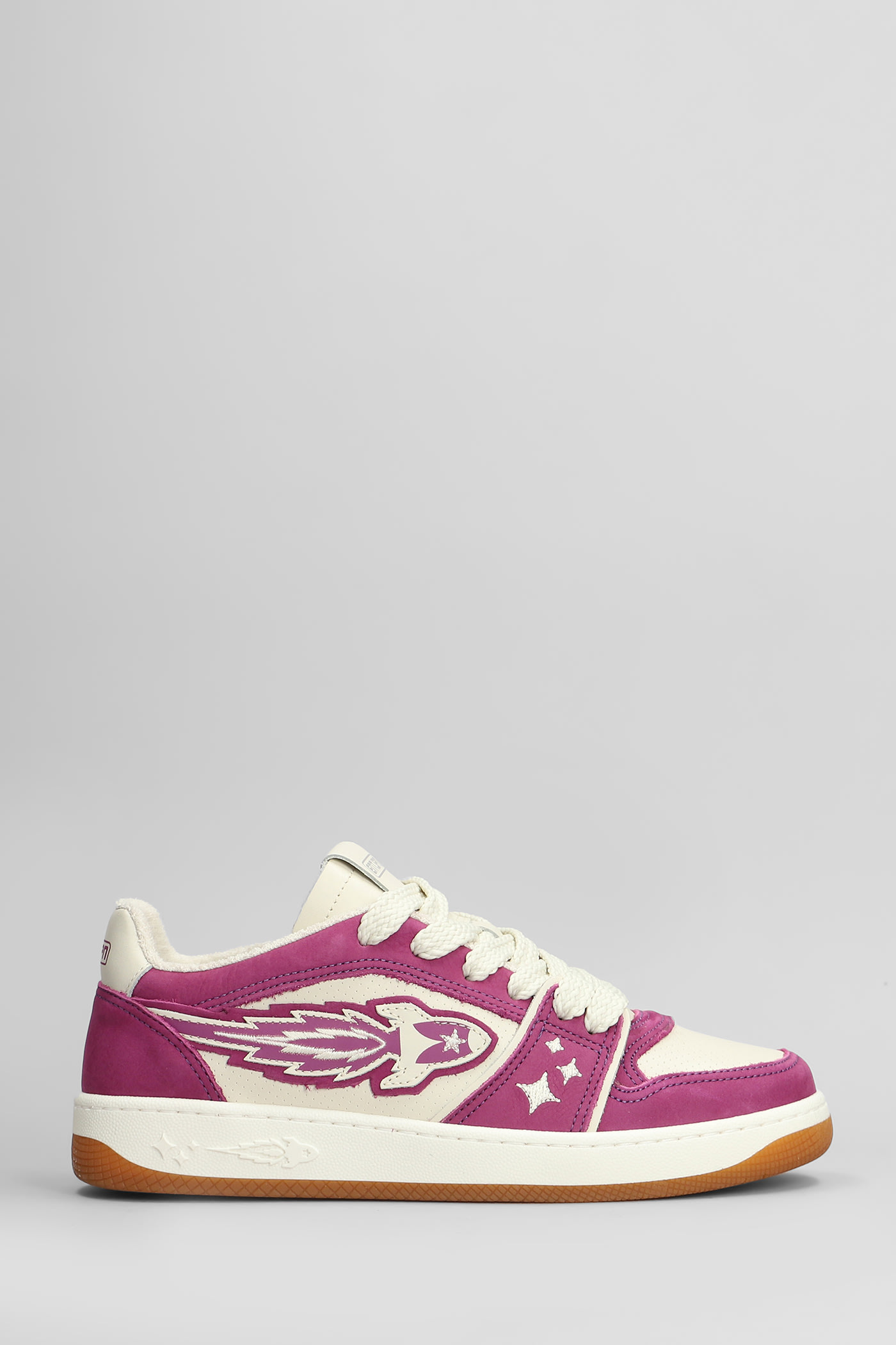 Enterprise Japan Egg Rocket Sneakers In White Suede And Leather