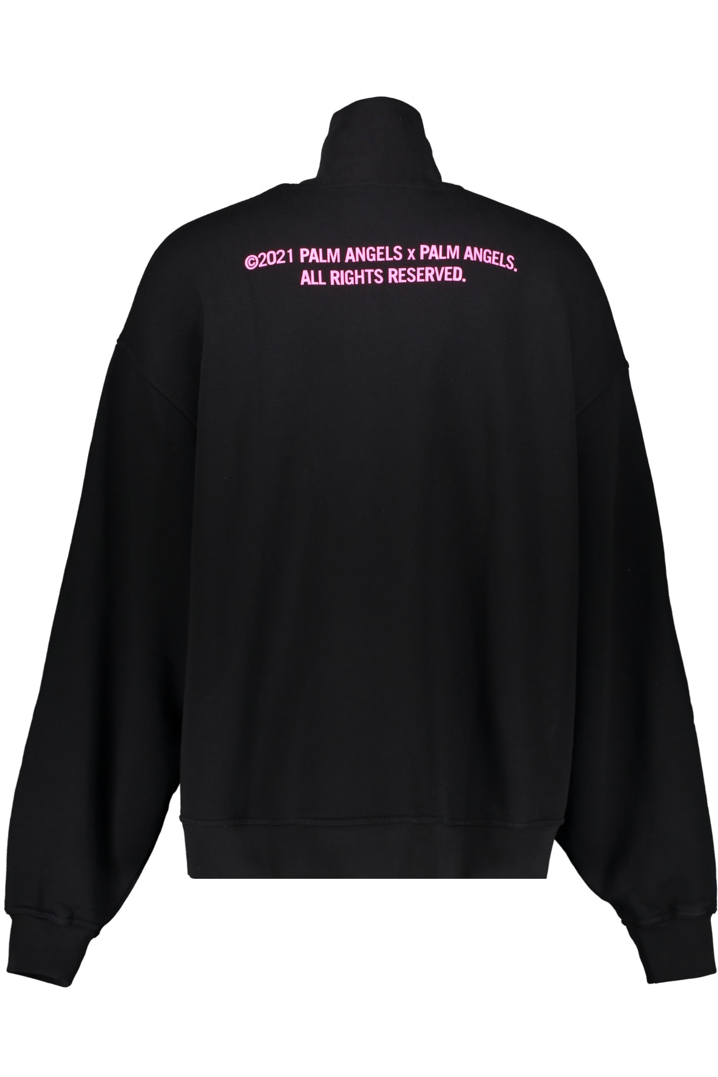 Shop Palm Angels Printed Cotton Sweatshirt In Black