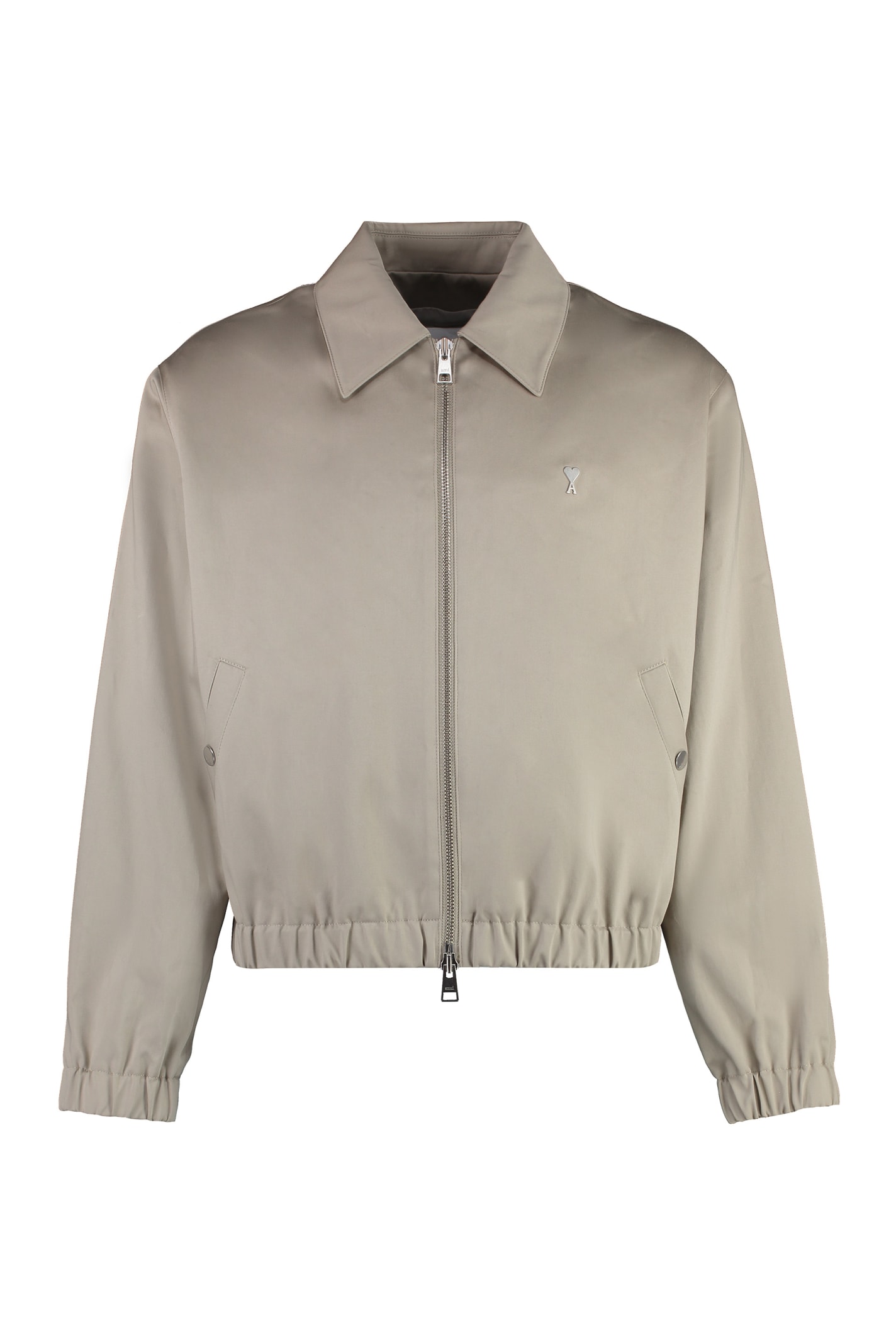 Shop Ami Alexandre Mattiussi Zippered Cotton Jacket In Beige
