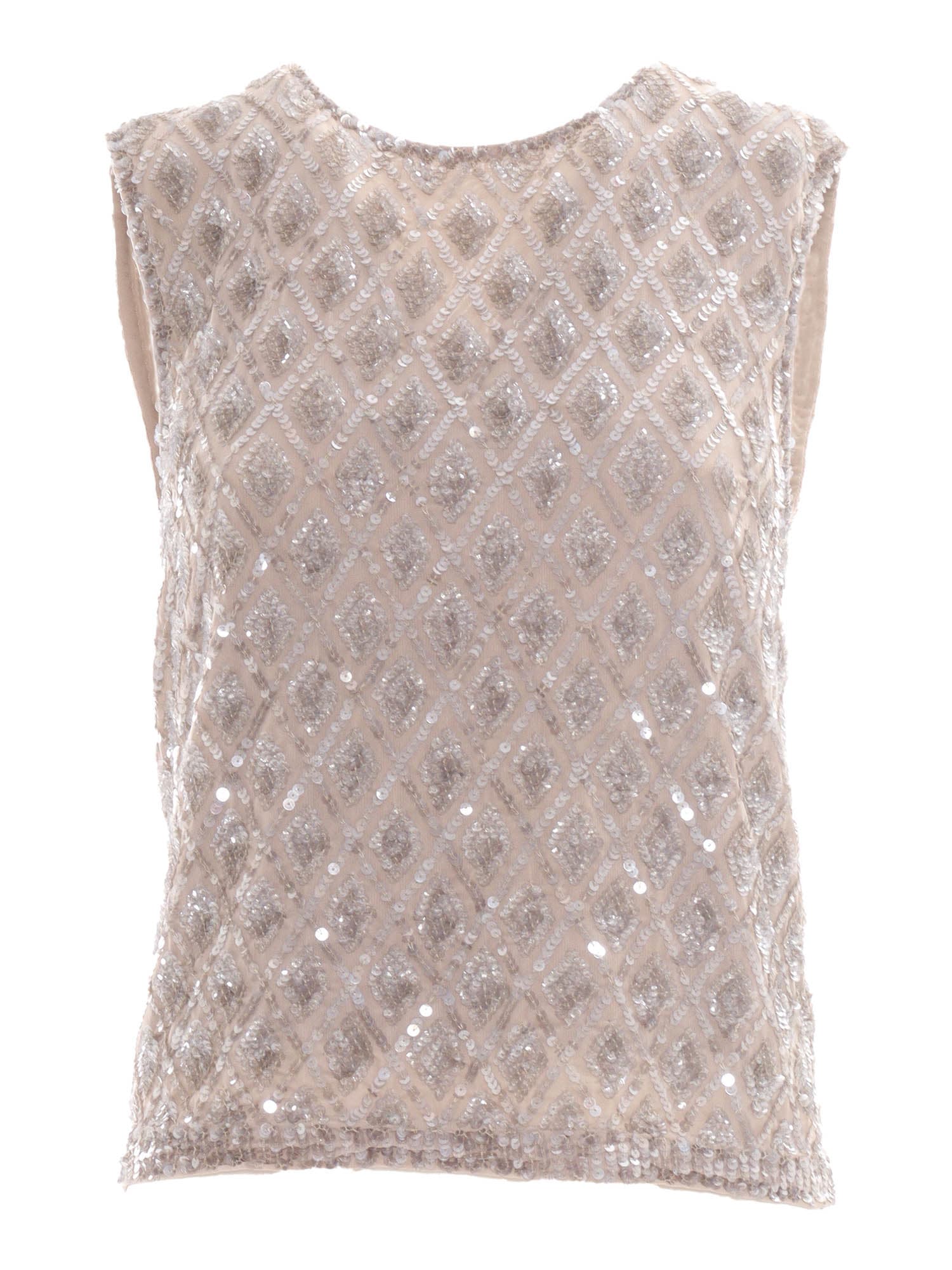 P.a.r.o.s.h . Gray Tank Top With Sequins In White