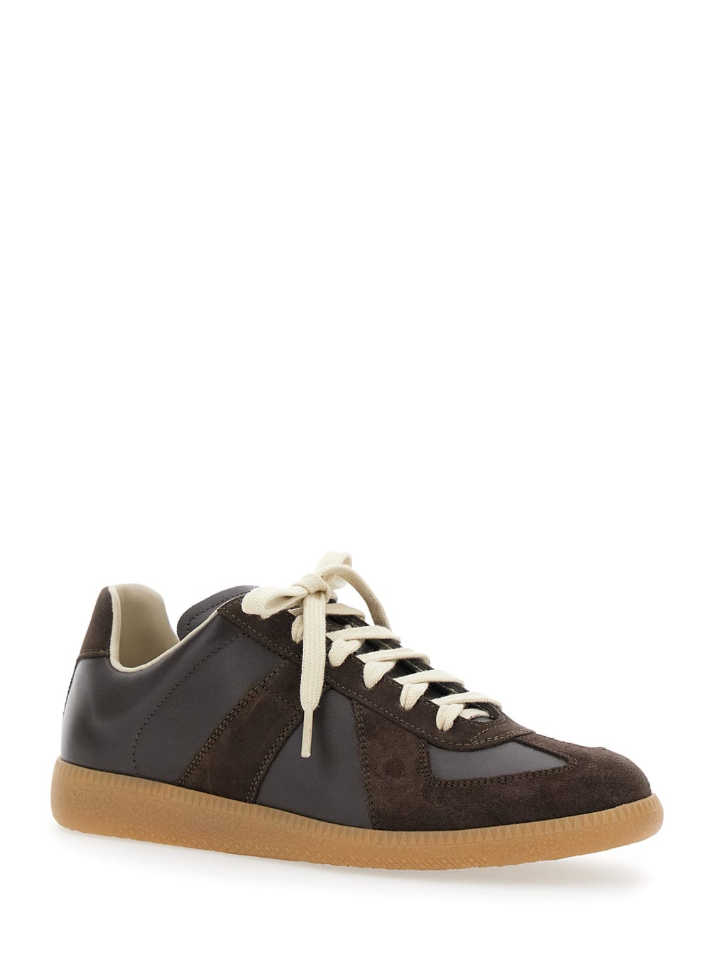 Maison Margiela Replica Brown Low Top Sneakers In Suede And Leather Woman In Brown