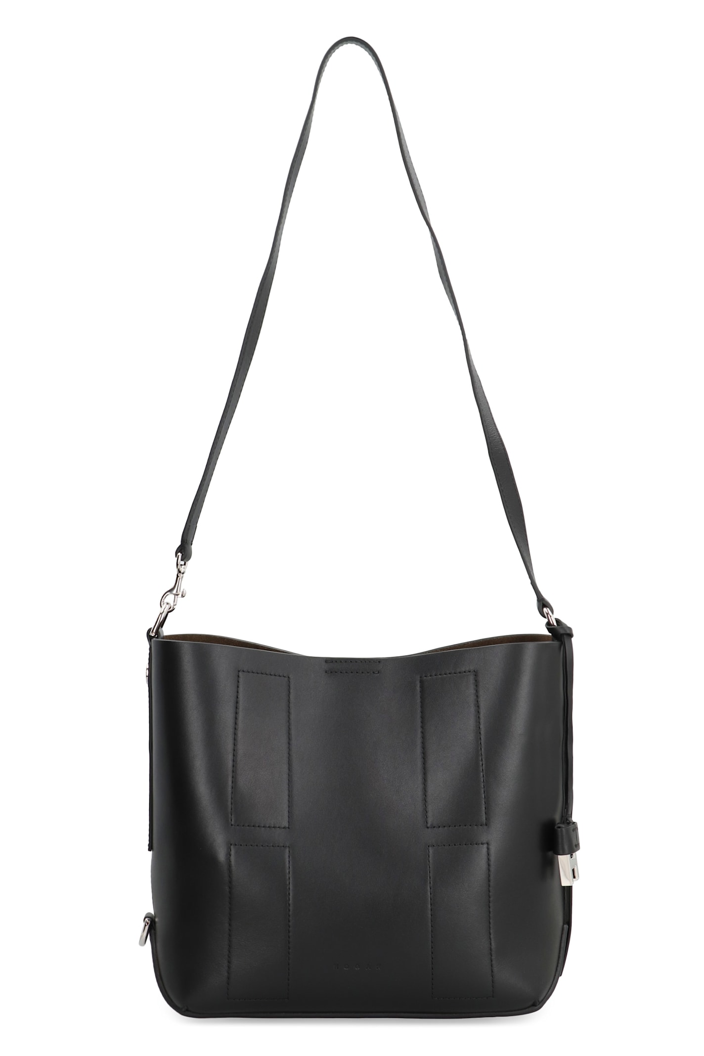 Hogan Medium Leather Shoulder Bag With Adjustable Strap In Black