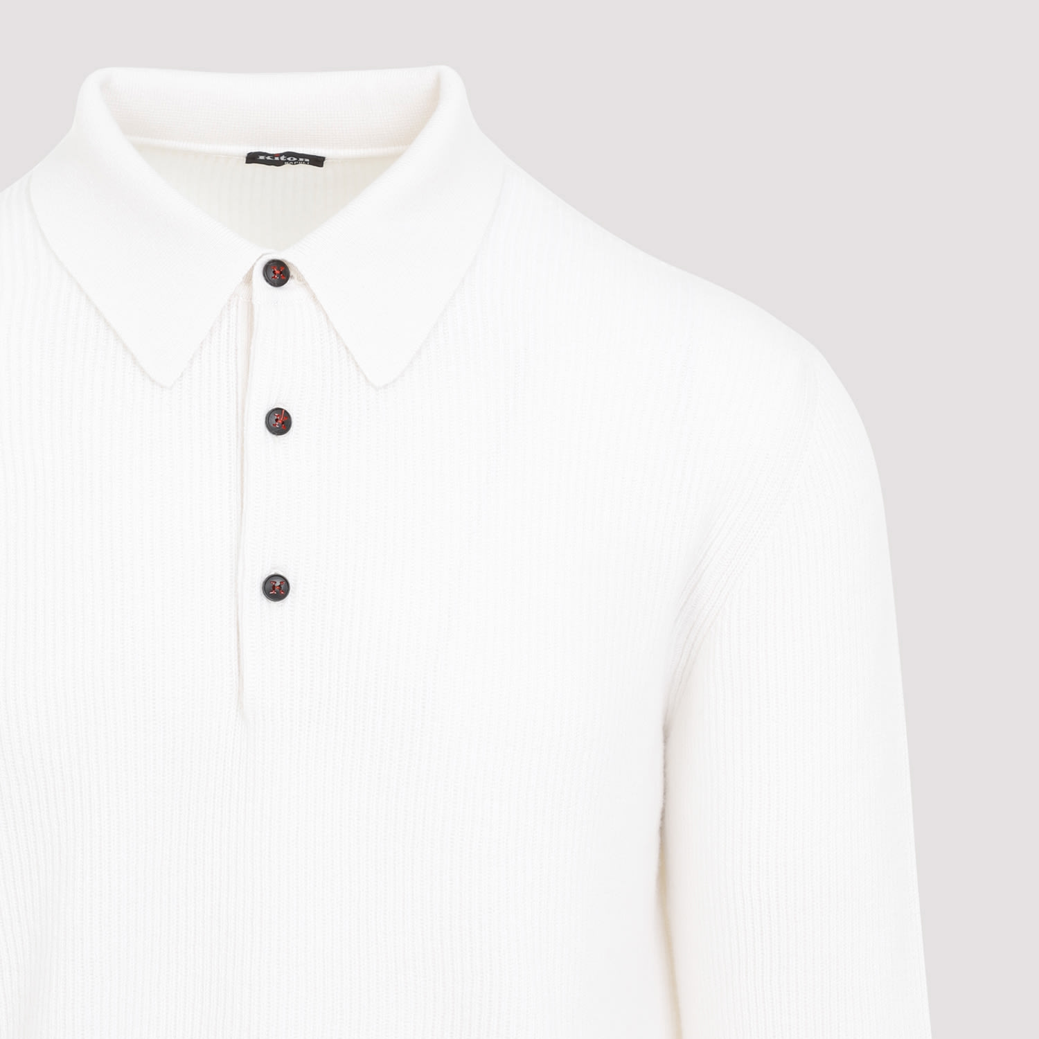 Shop Kiton Knit Polo In Bianco