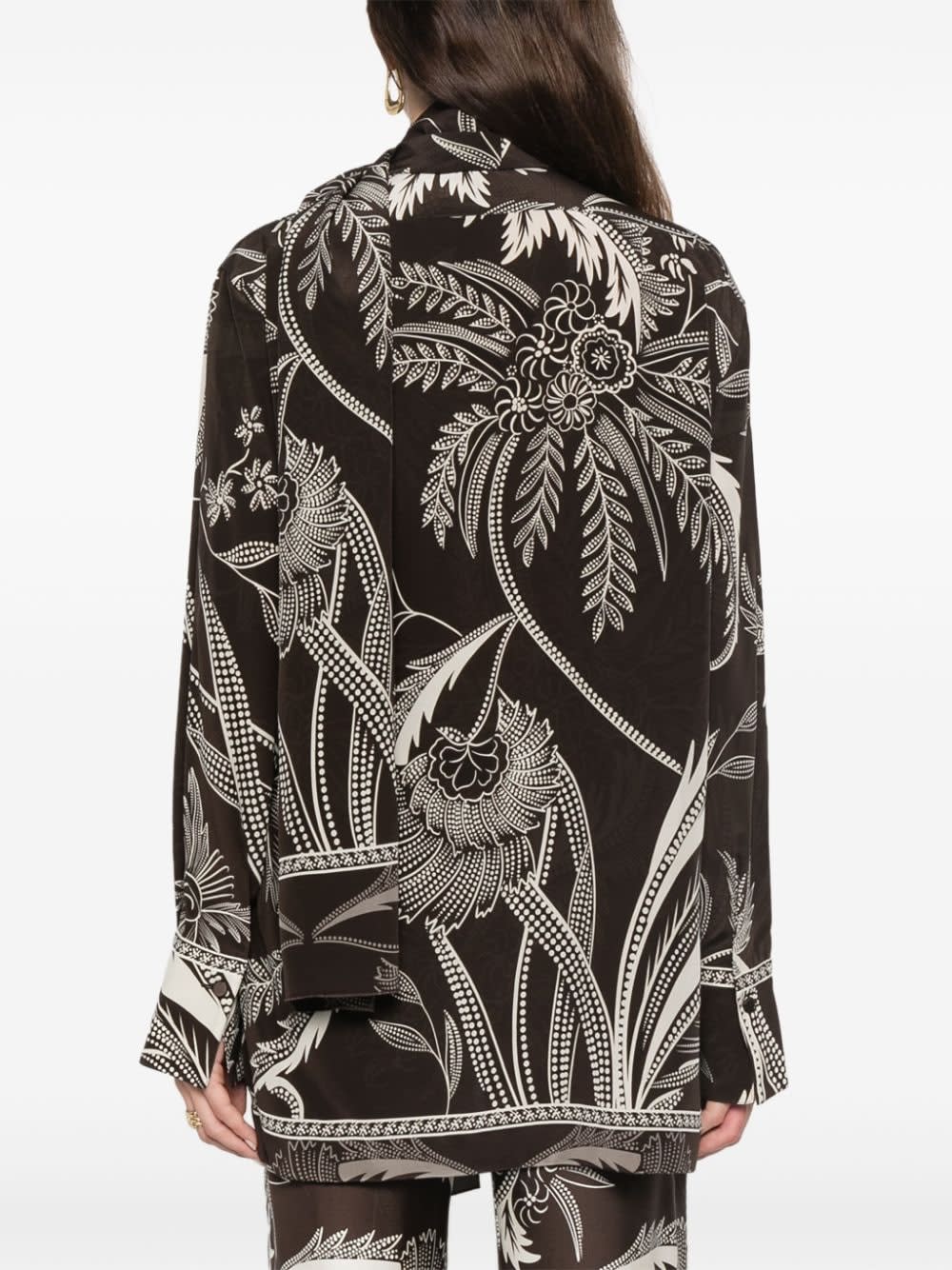 F.r.s For Restless Sleepers Printed Silk Shirt In Black