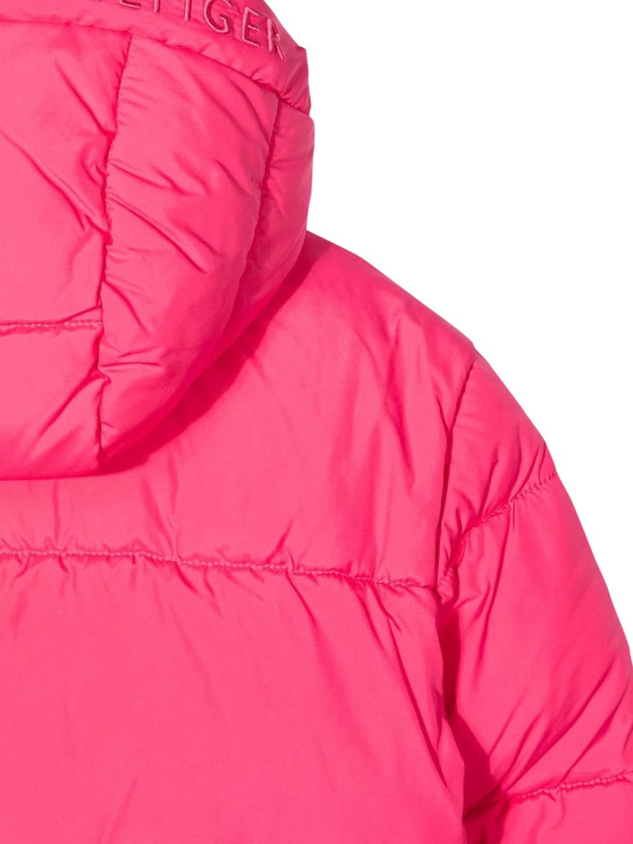Tommy Hilfiger Hood Branded Puffer In Fuchsia