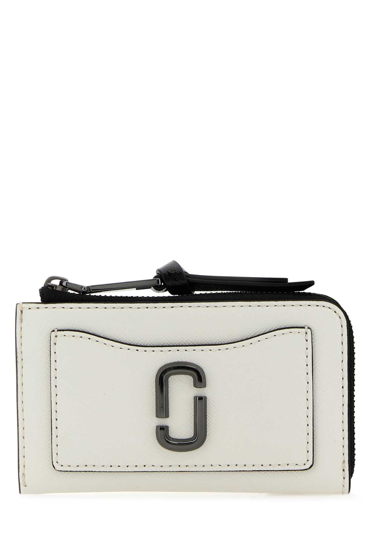 Shop Marc Jacobs White Leather Utility Snapshot Wallet In Blackwhite