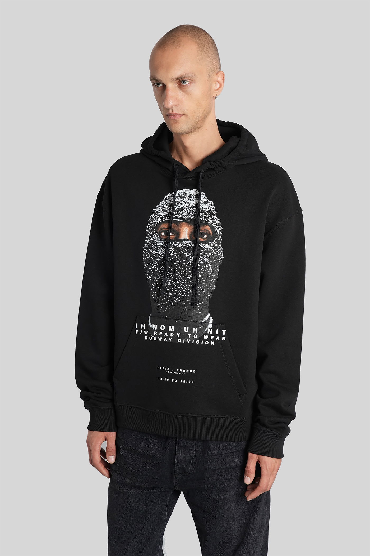 Ih Nom Uh Nit Graphic Print Crewneck Sweater Long Sleeves In Black