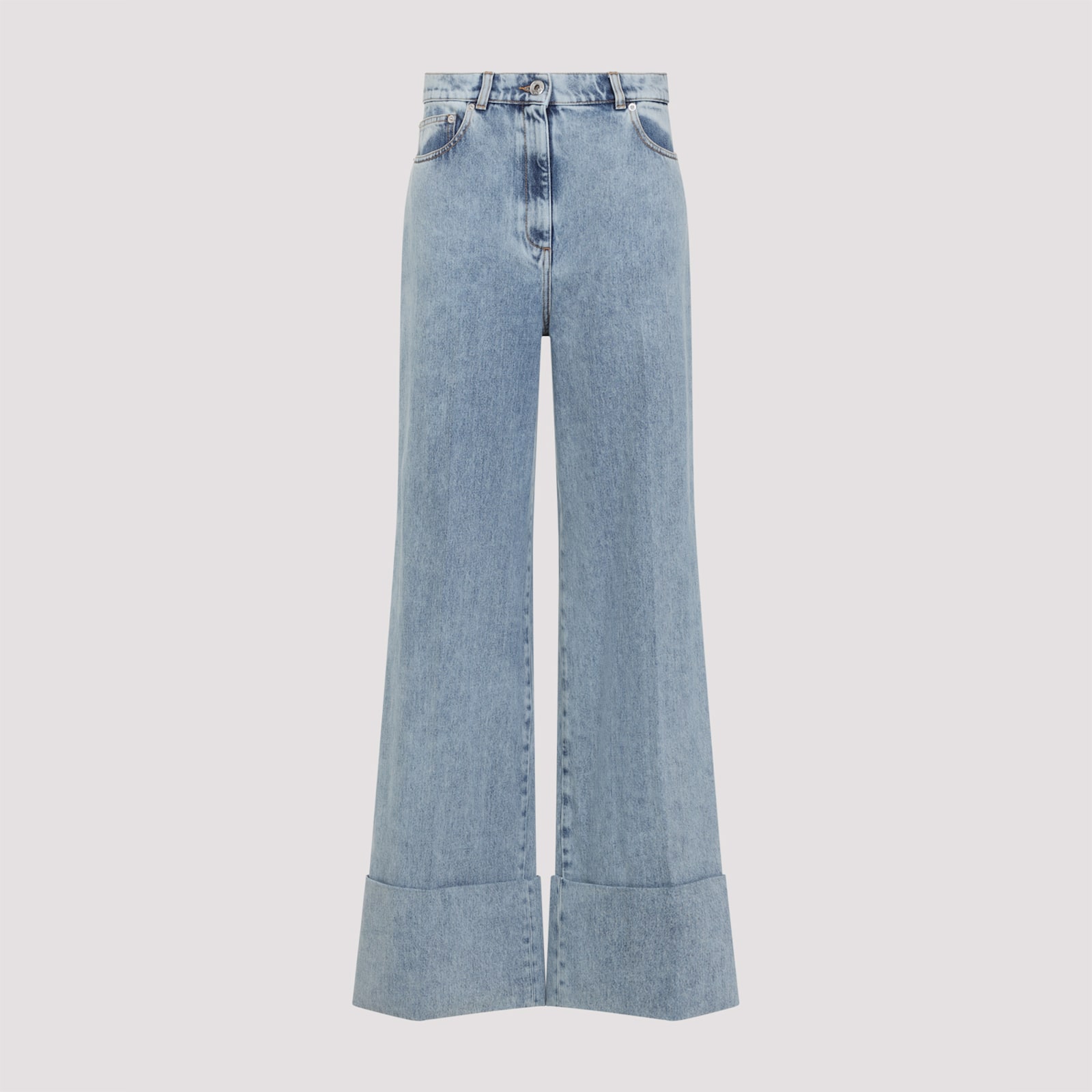 Lanvin Blue Wide-leg Cuffed Jeans
