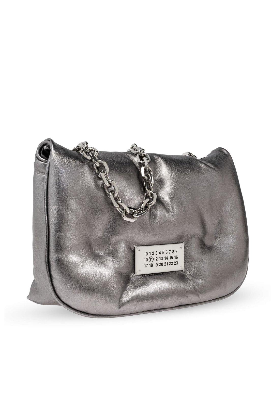 Shop Maison Margiela Glam Slam Micro Hobo Bag In Metallic Grey