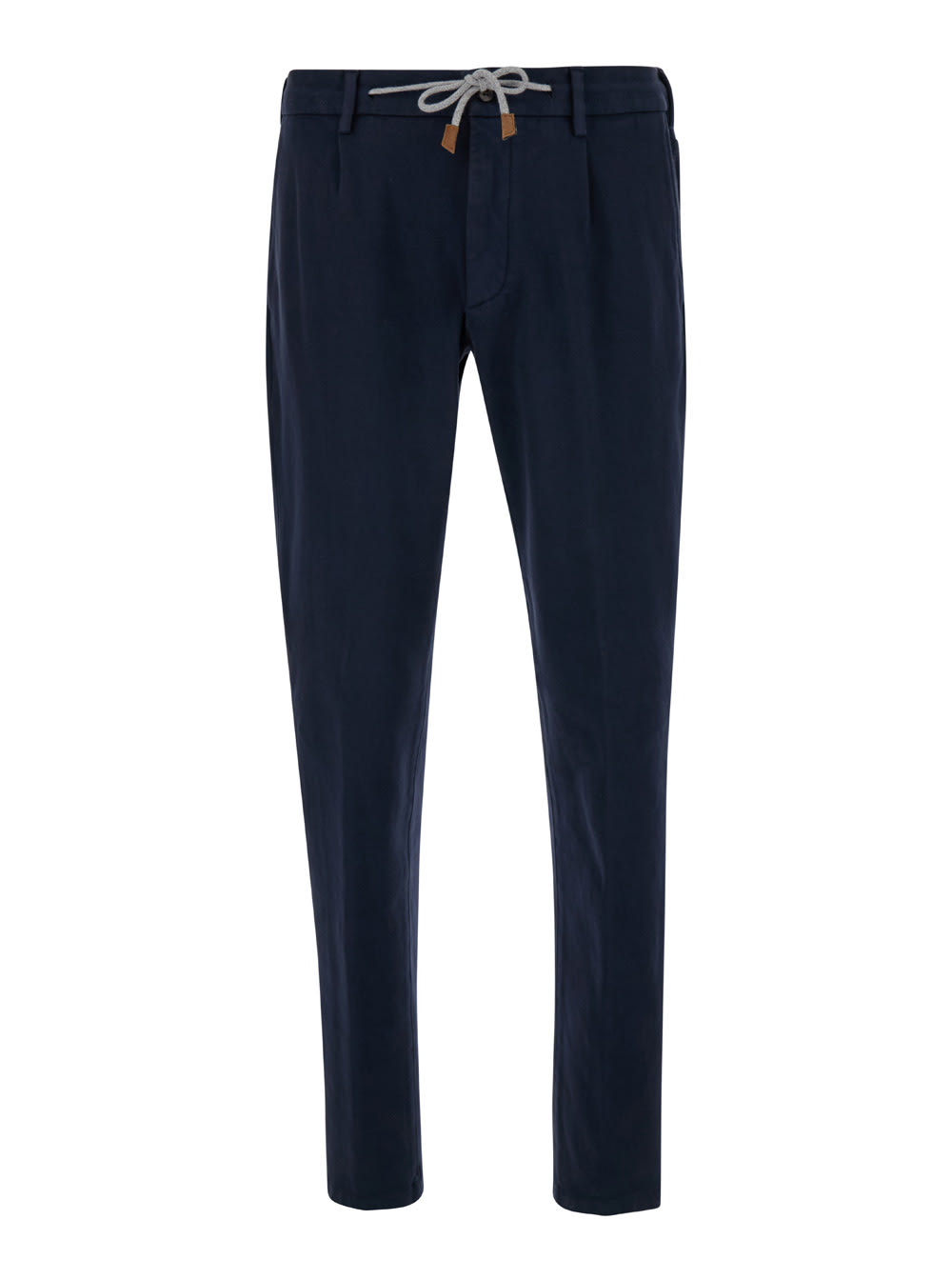 Shop Eleventy Blue Jogger Pants With Drawstring In Stretch Cotton Man