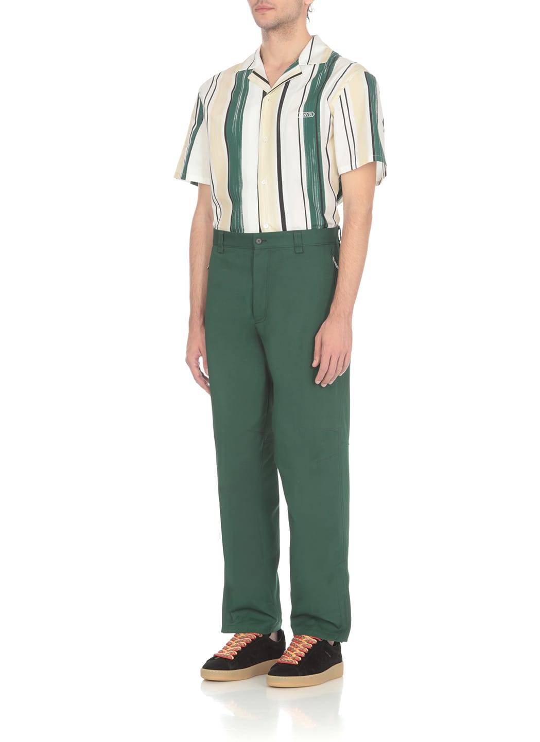Shop Lanvin Cotton Pants In Green