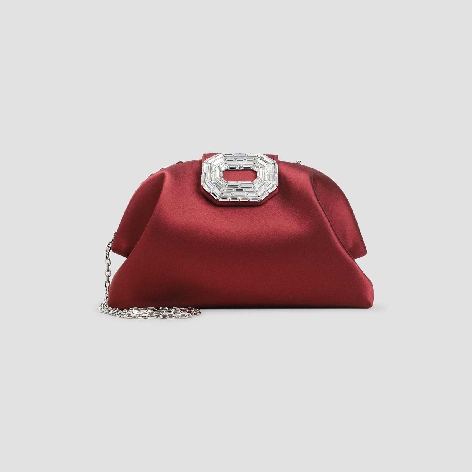 Amina Muaddi Camelia Crystal-buckle Clutch Bag In Red