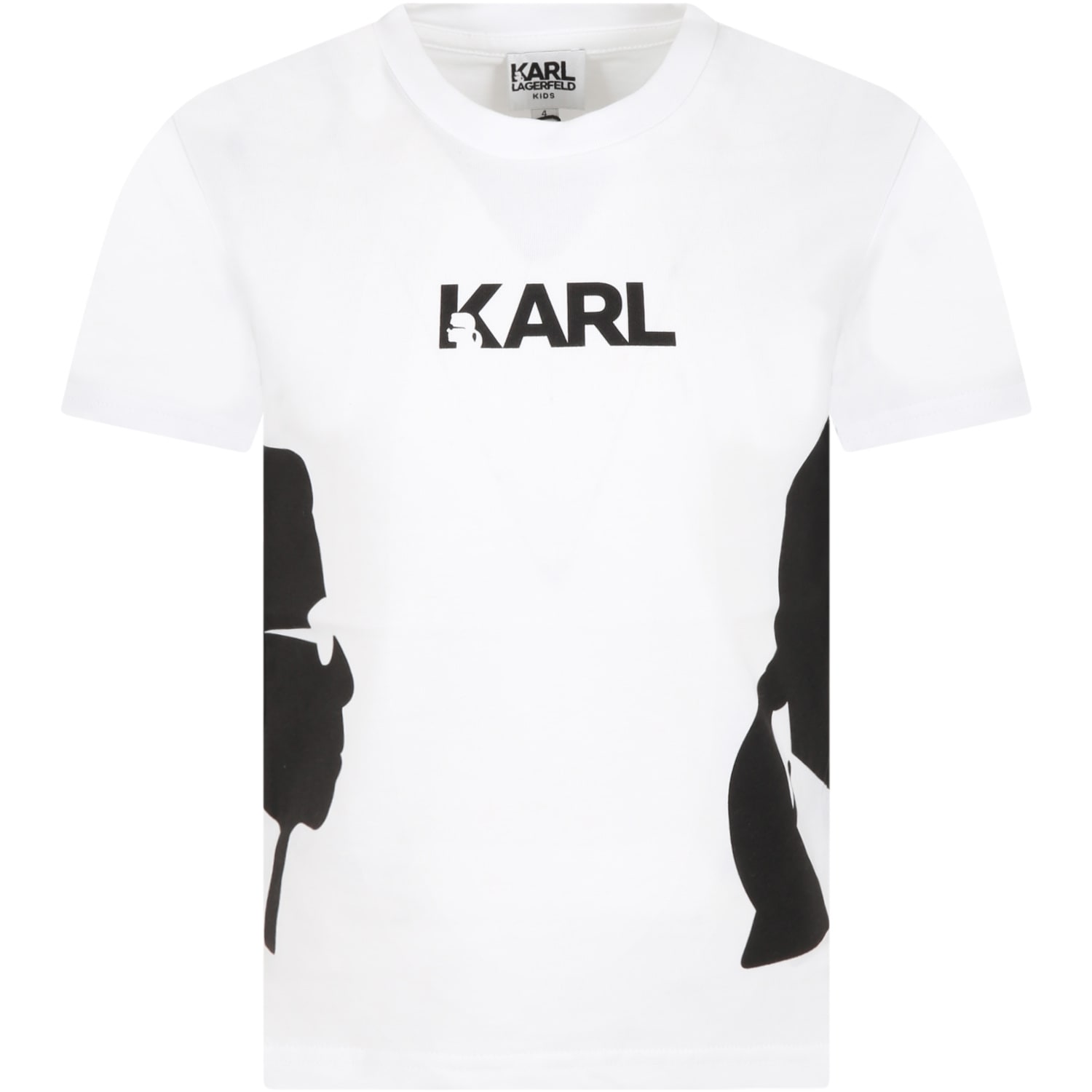 Karl Lagerfeld Kids White T-shirt For Kids With Black Logo