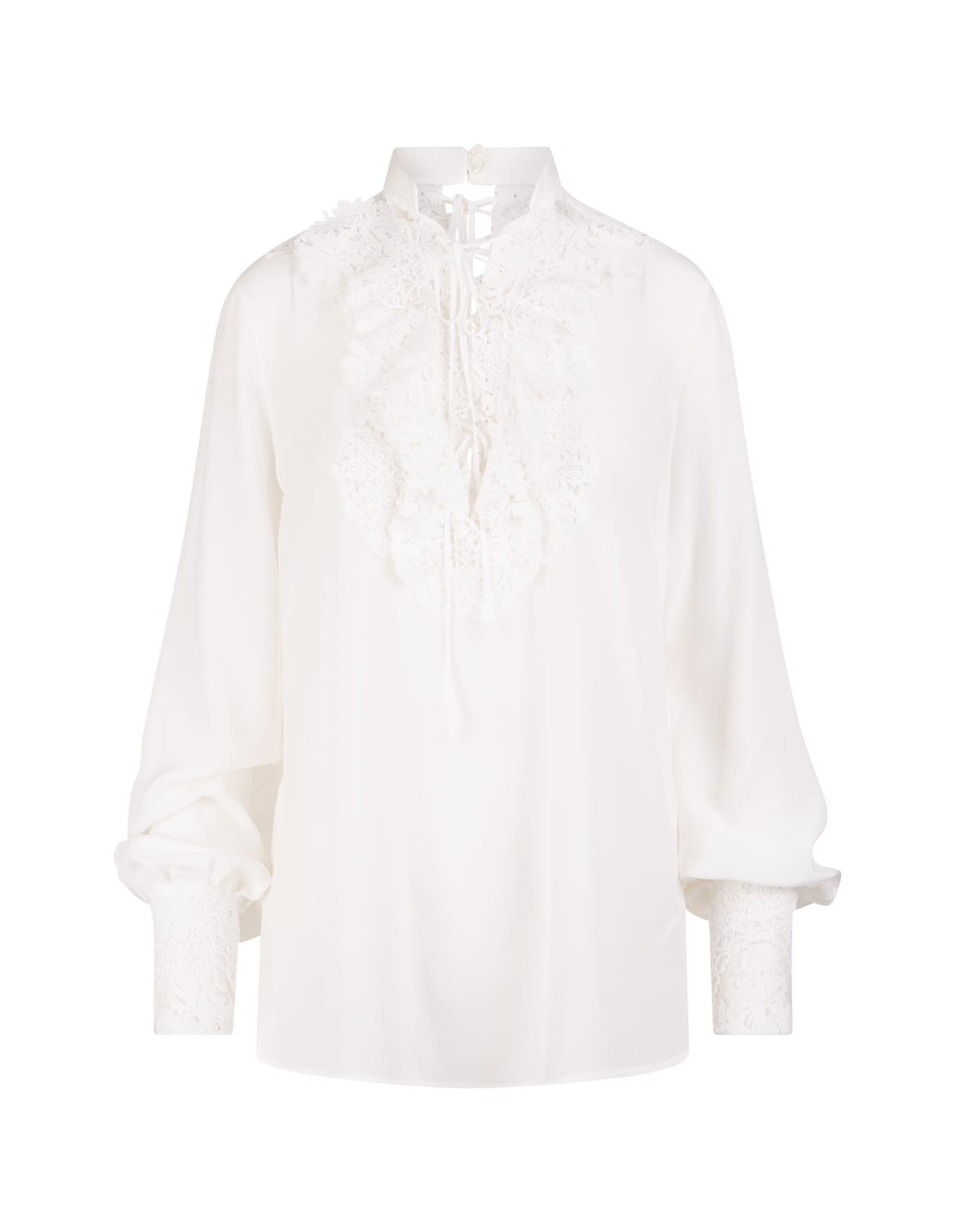 Ermanno Scervino White Silk Shirt With Lace