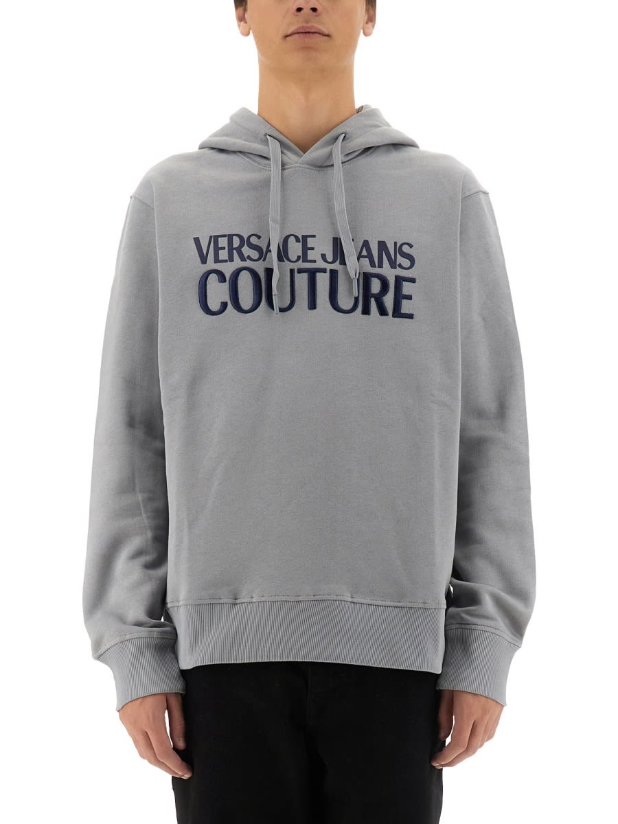 Shop Versace Jeans Couture Sweatshirt With Logo In Grey