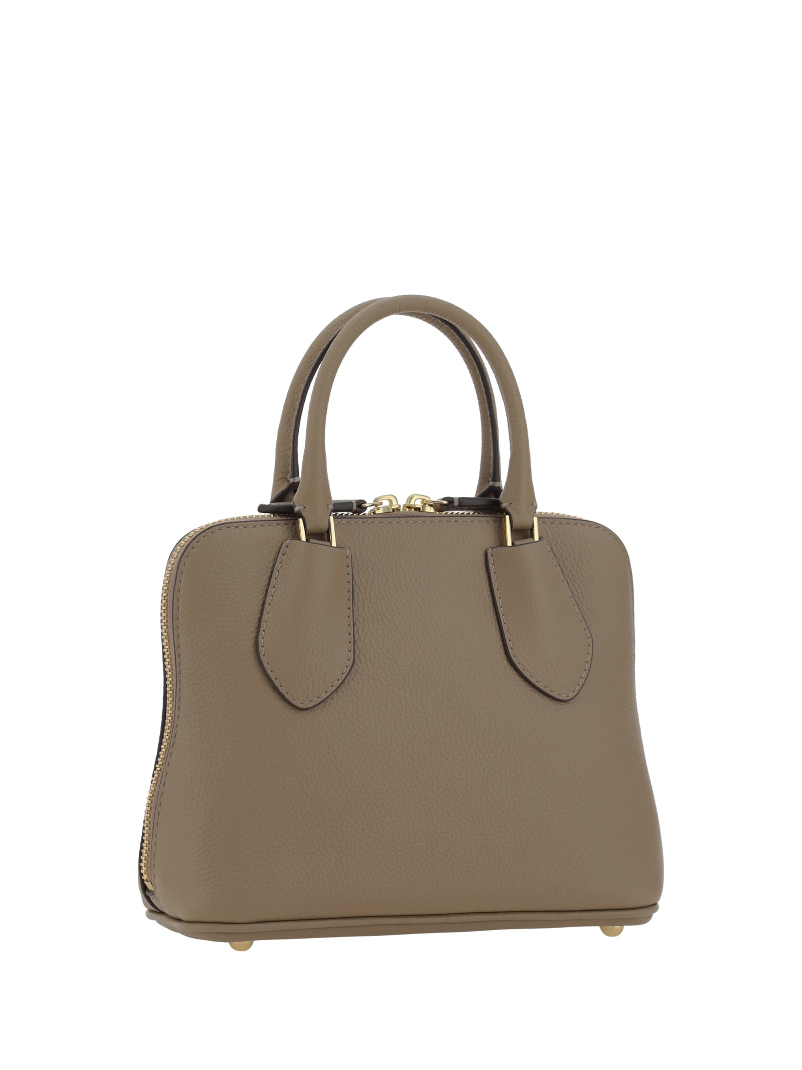 Shop Tory Burch Mini Pebbled Swing Handbag In Taupe Oak