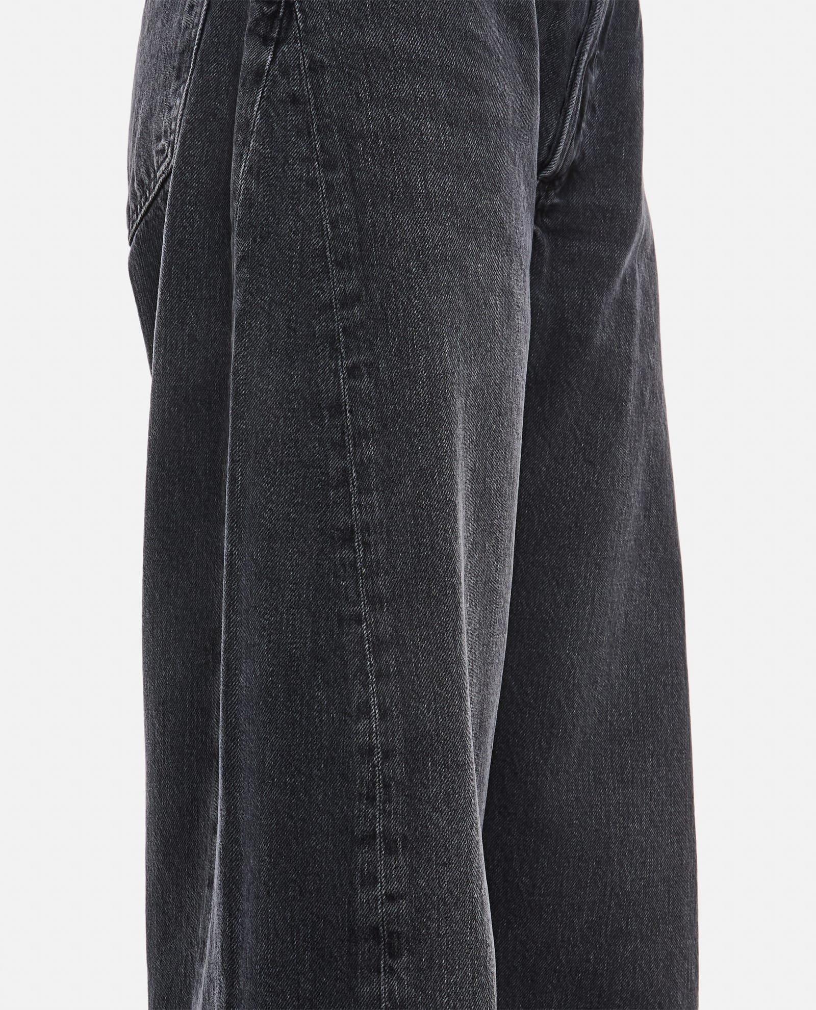 Shop Agolde Luna Pieced Organic Cotton Denim Pants In Black