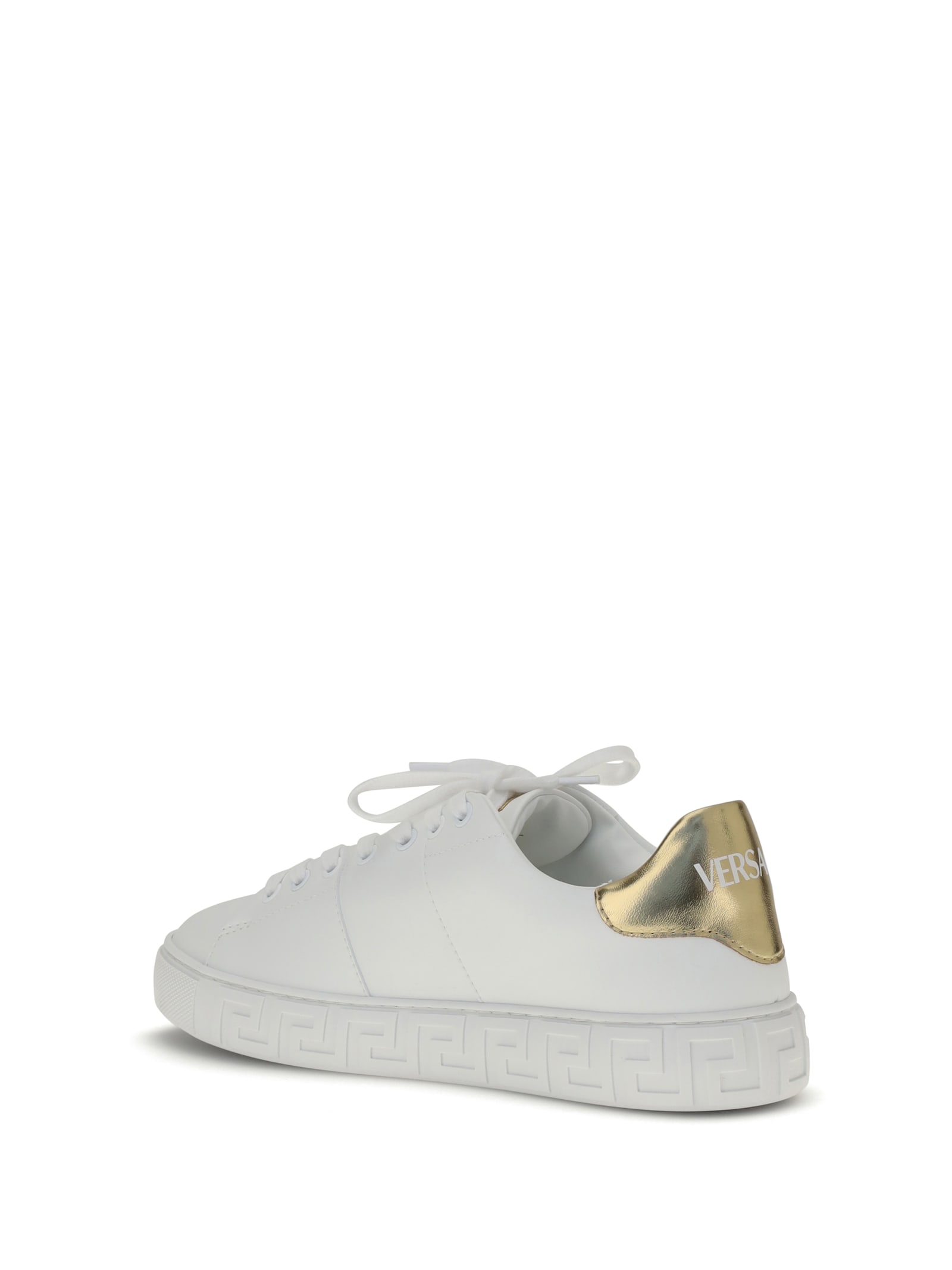 Versace Greek-key Emblem Sneakers In White