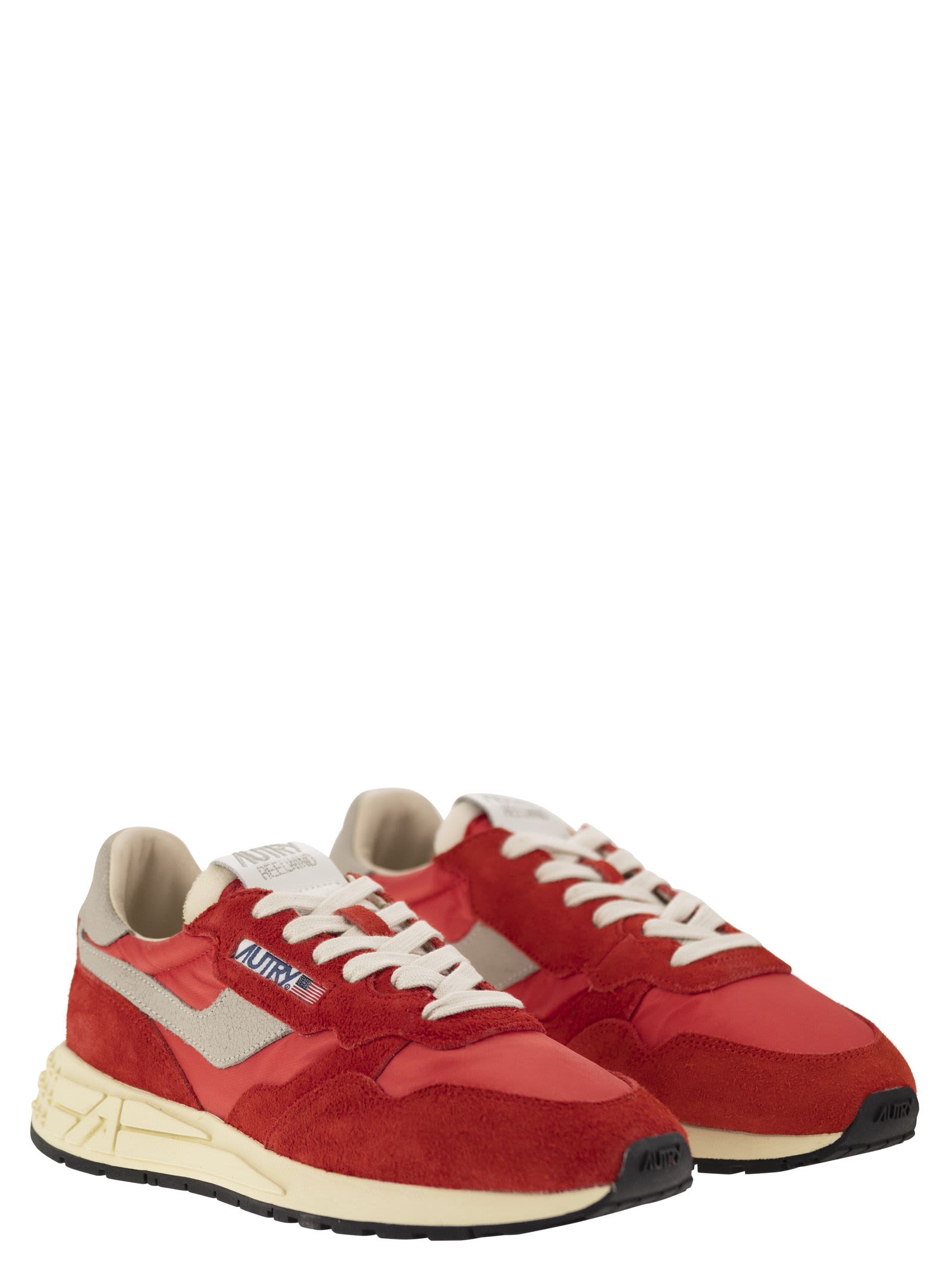 Autry Sneakers Reelwind Low In Nylon And Suede Red In Red