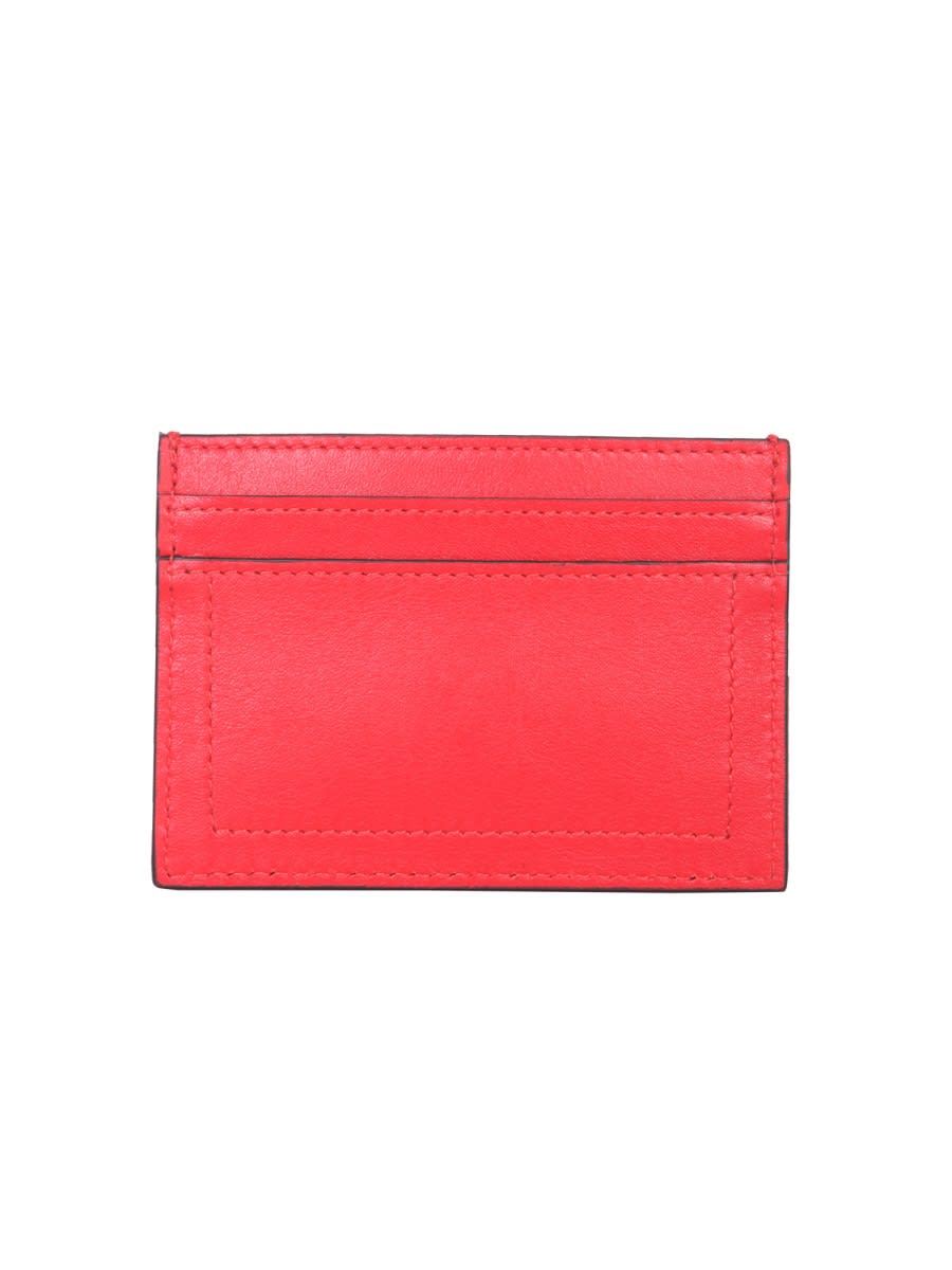 Moschino Couture Card Holder With Gold Plaque In Red