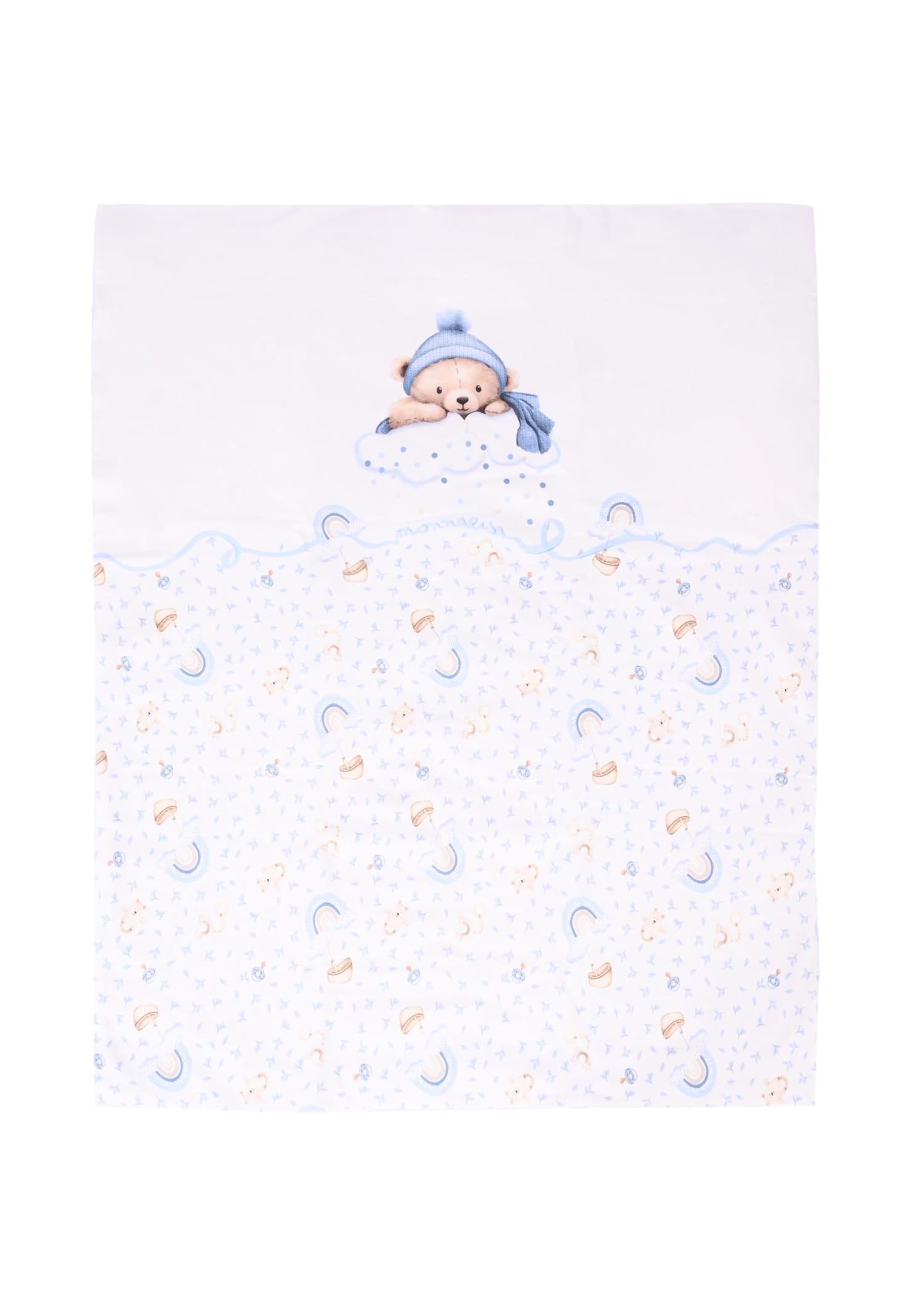 Monnalisa White Babygrow Setfor Baby Boy With Bear In White