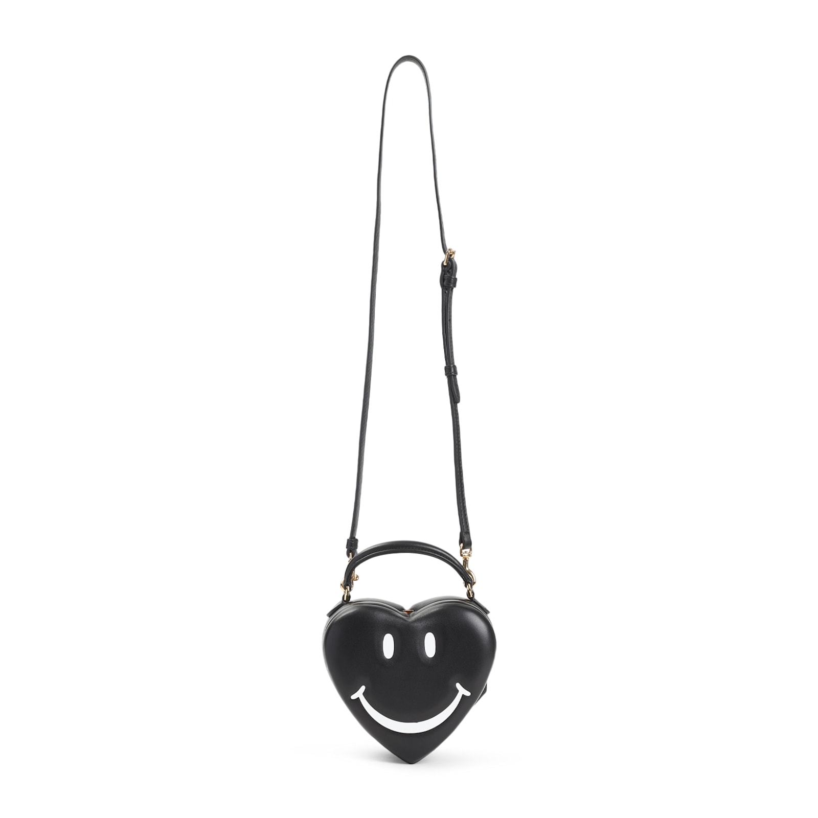 Moschino Heart-shaped Shoulder Bag With Adjustable Strap And Gold-tone Details In Black