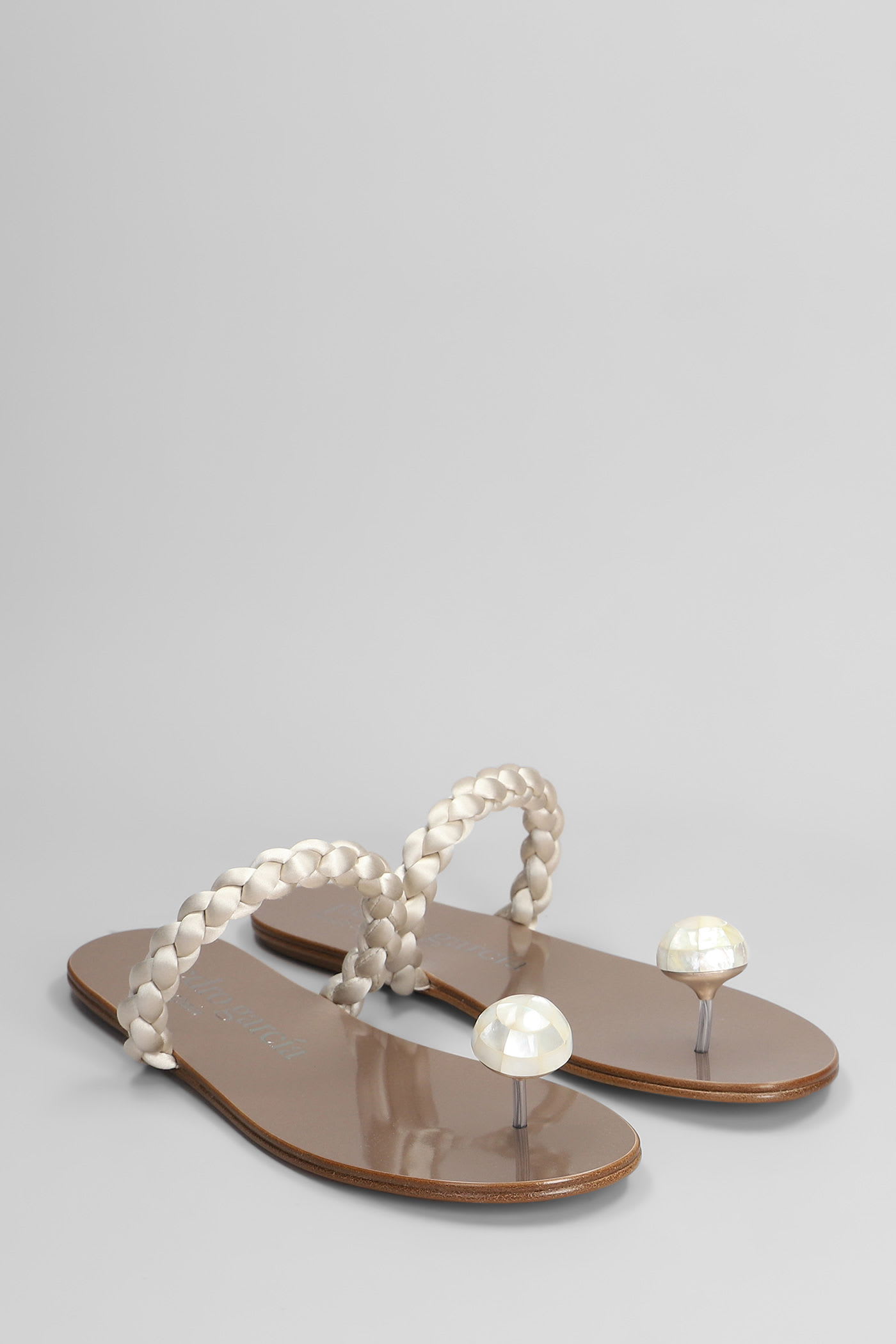 Pedro Garcia Pipa Flats In White Satin In Multi