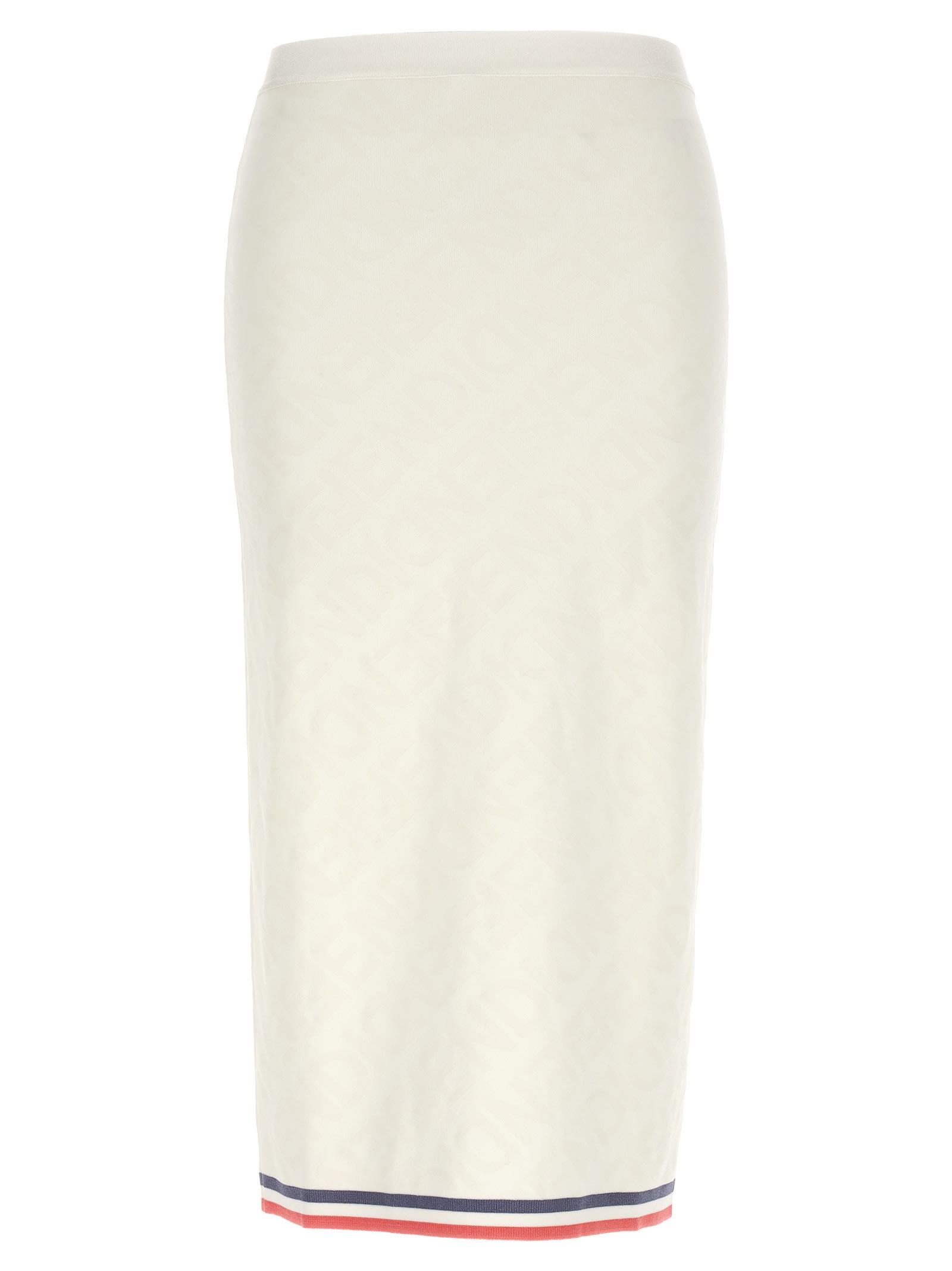 Shop Fendi All Over Logo Midi Skirt In White
