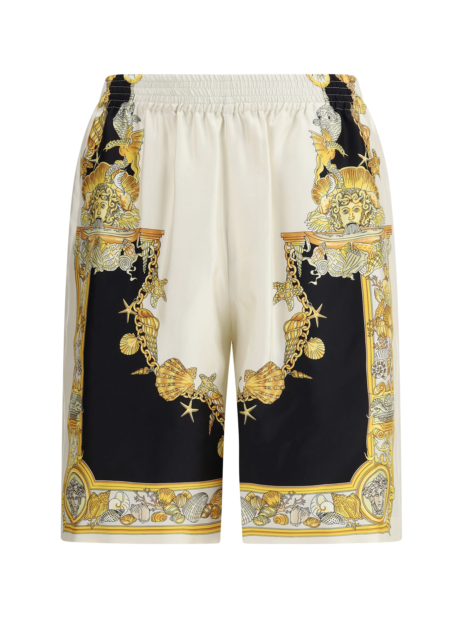 Versace Coral Theatre Print Bermuda Shorts In Multi