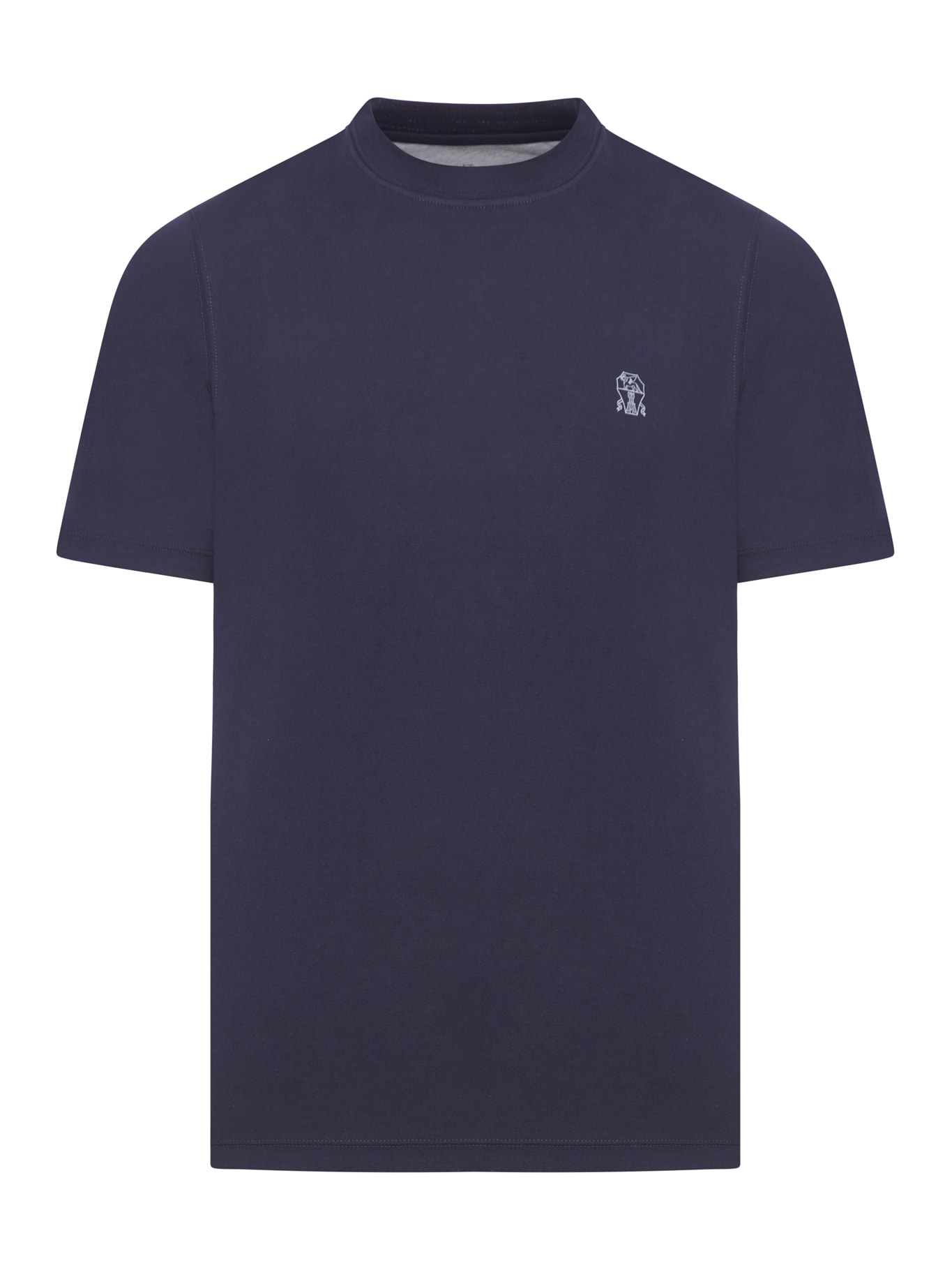 Shop Brunello Cucinelli T-shirt With Logo In Cobalt Grey