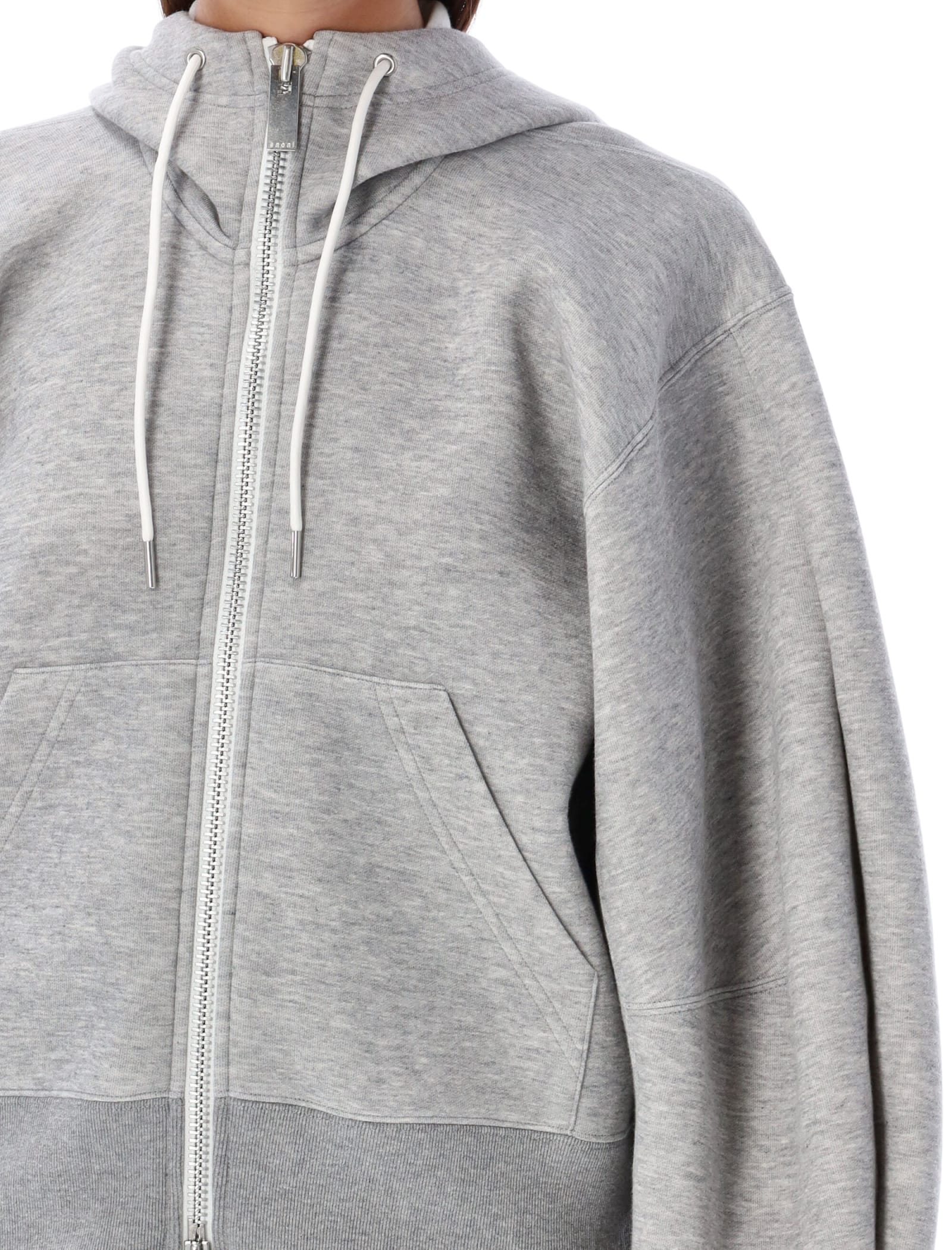 Shop Sacai Hoodie Sponge Fleece In Grey