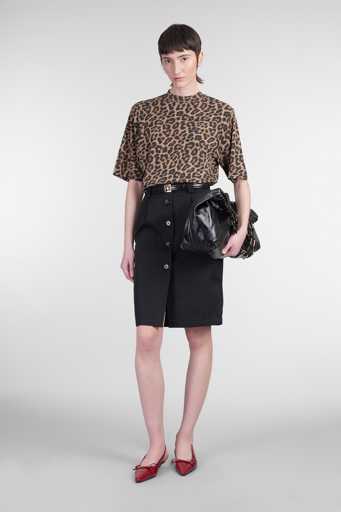 ANINE BING ZAIRE SKIRT IN BLACK COTTON