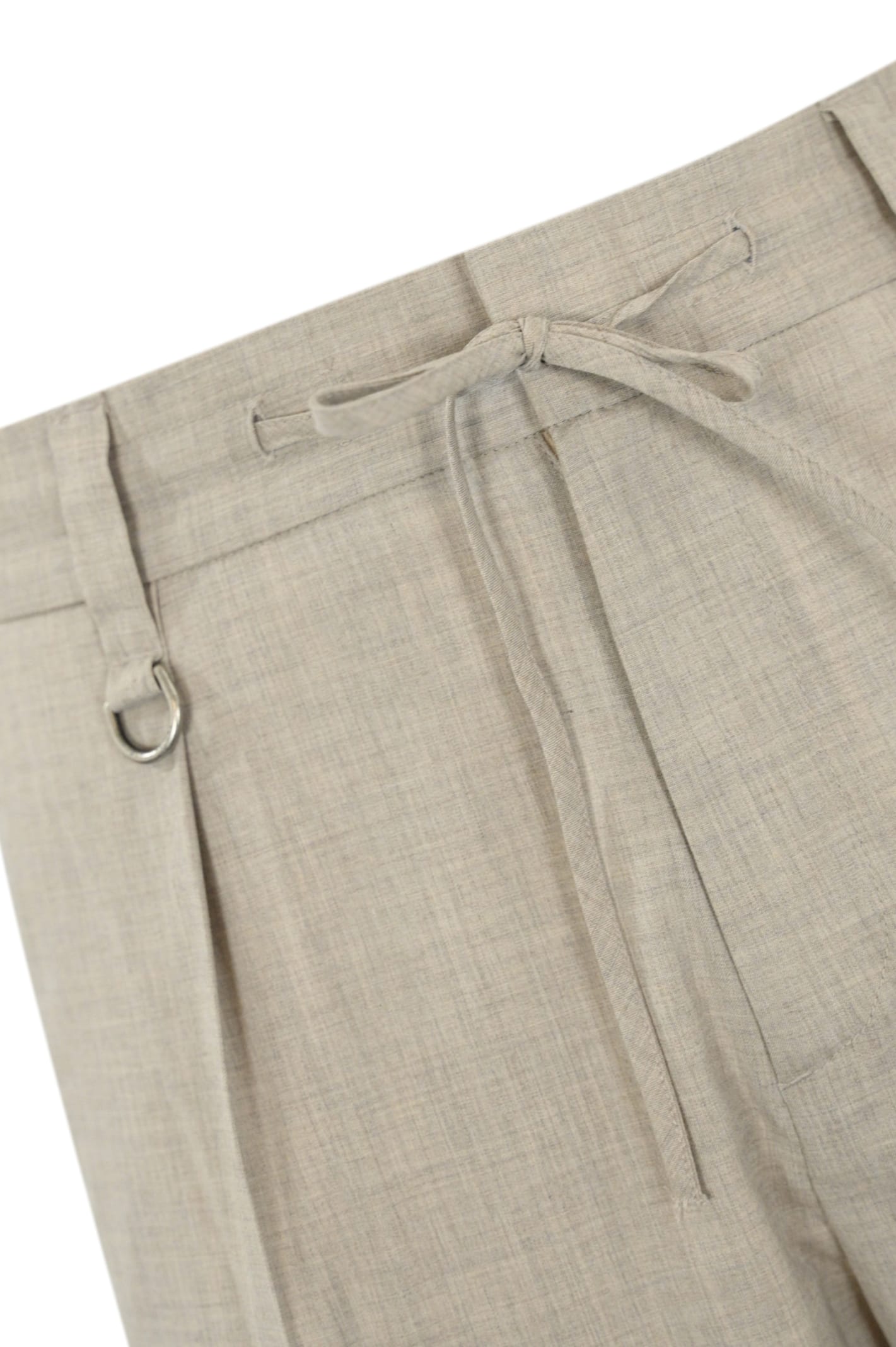 Paolo Pecora Viscose Blend Pleated Trousers In Ecru Melange