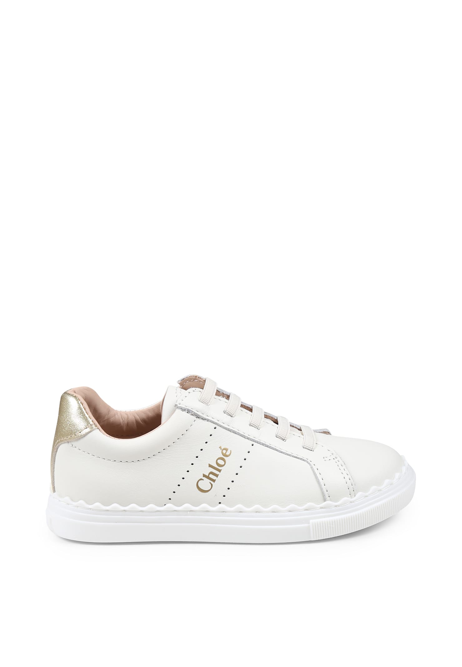 Chloé Leather Logo Sneakers In White