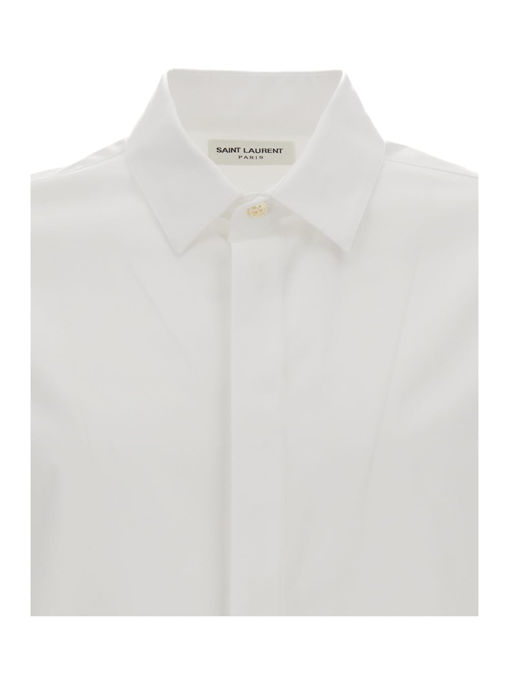 Shop Saint Laurent White Pointed Collar Long Sleeve Shirt In Cotton Man