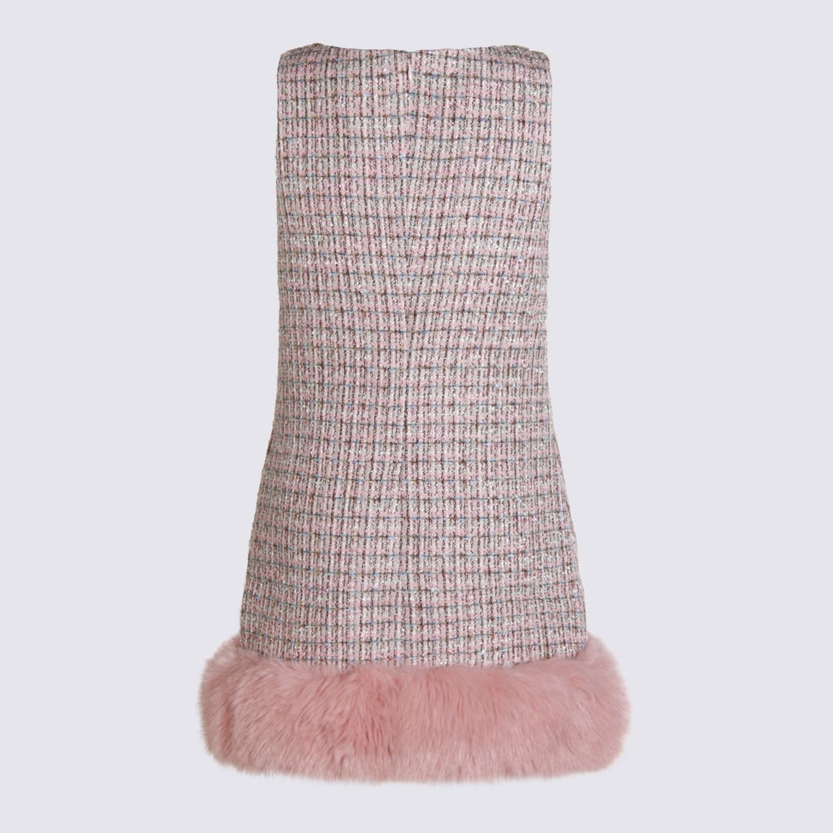 Self-portrait Embellished Fur-trimmed Dress In Pink