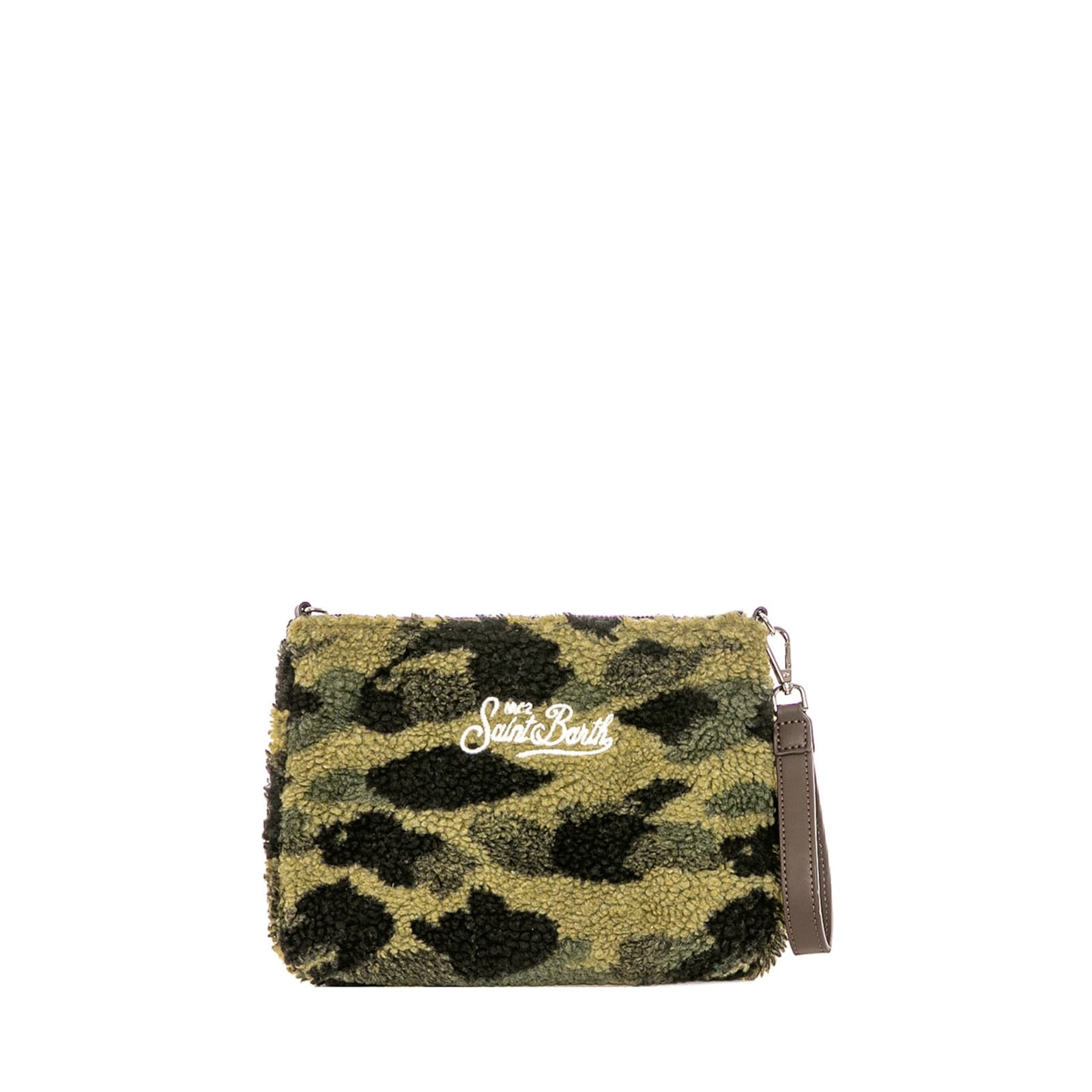 Shop Mc2 Saint Barth Parisienne Camouflage Sherpa Cross-body Pouch Bag In Green
