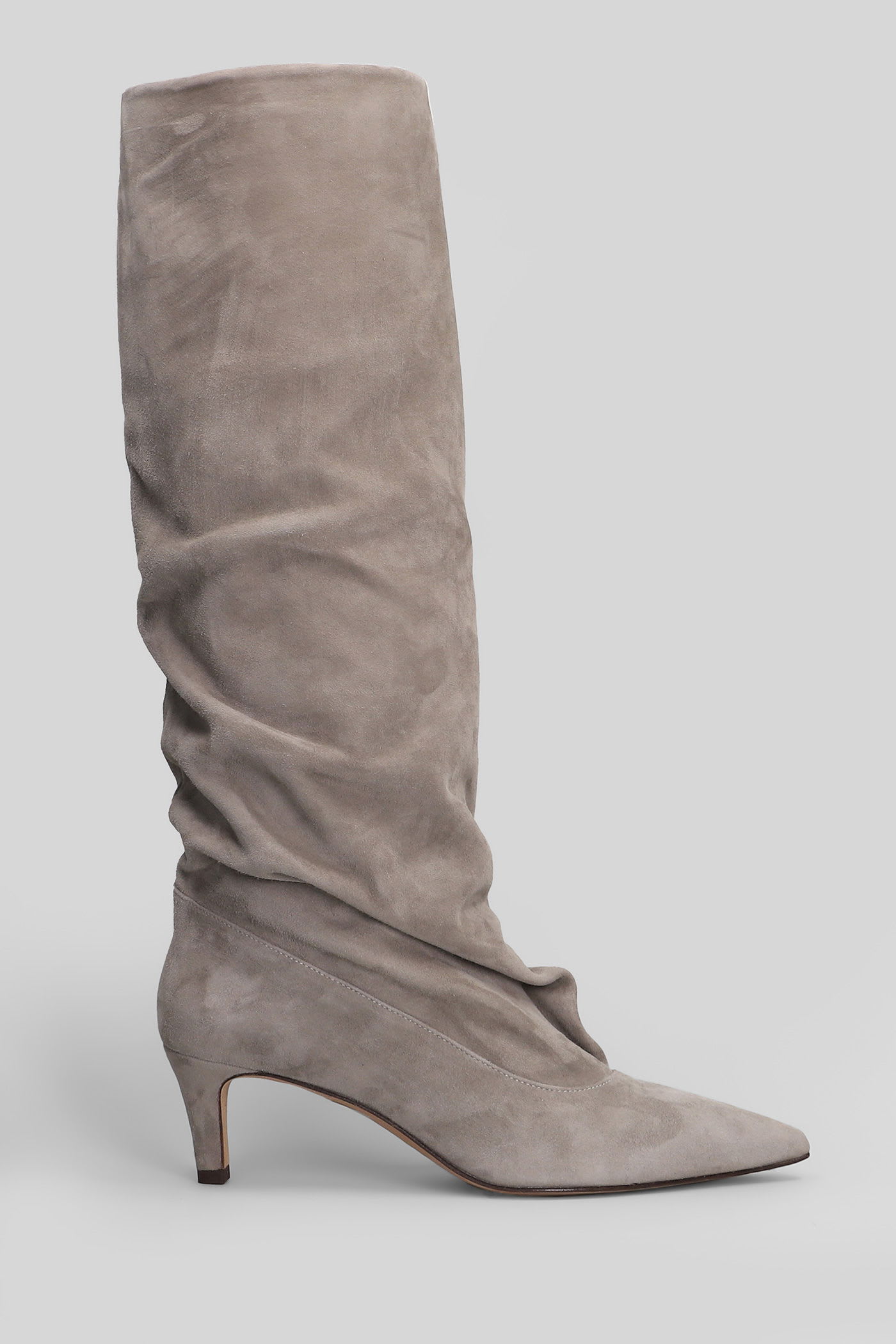 The Seller High Heels Boots In Grey Suede In Gray