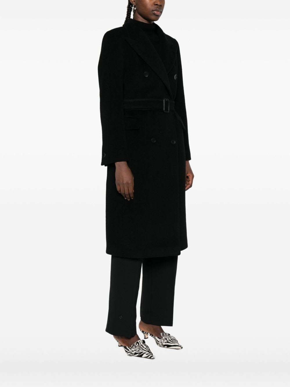 Tagliatore Double-breasted Wool Coat Long Sleeves In Black