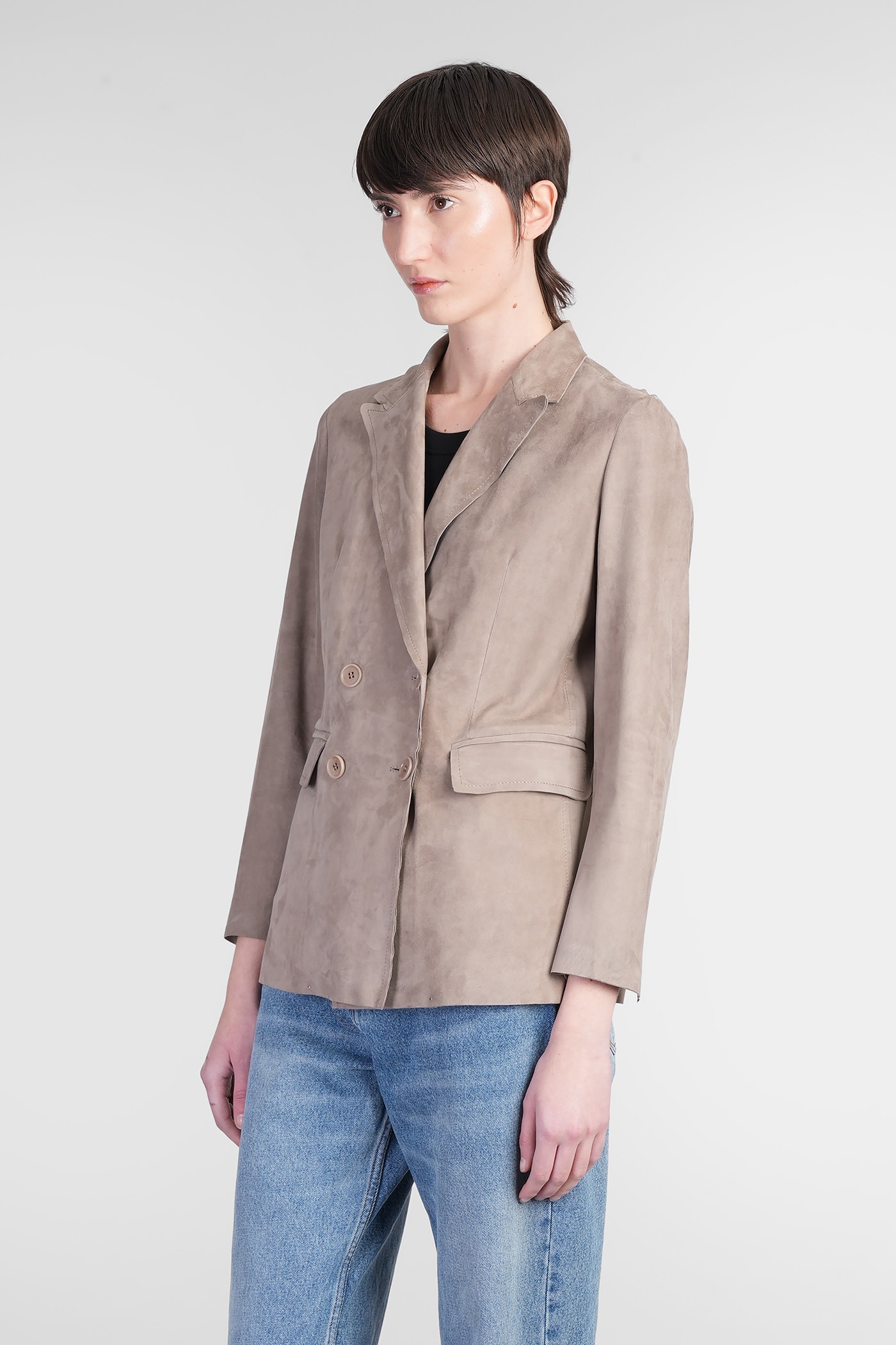 Salvatore Santoro Leather Jacket In Taupe Leather In Taupe