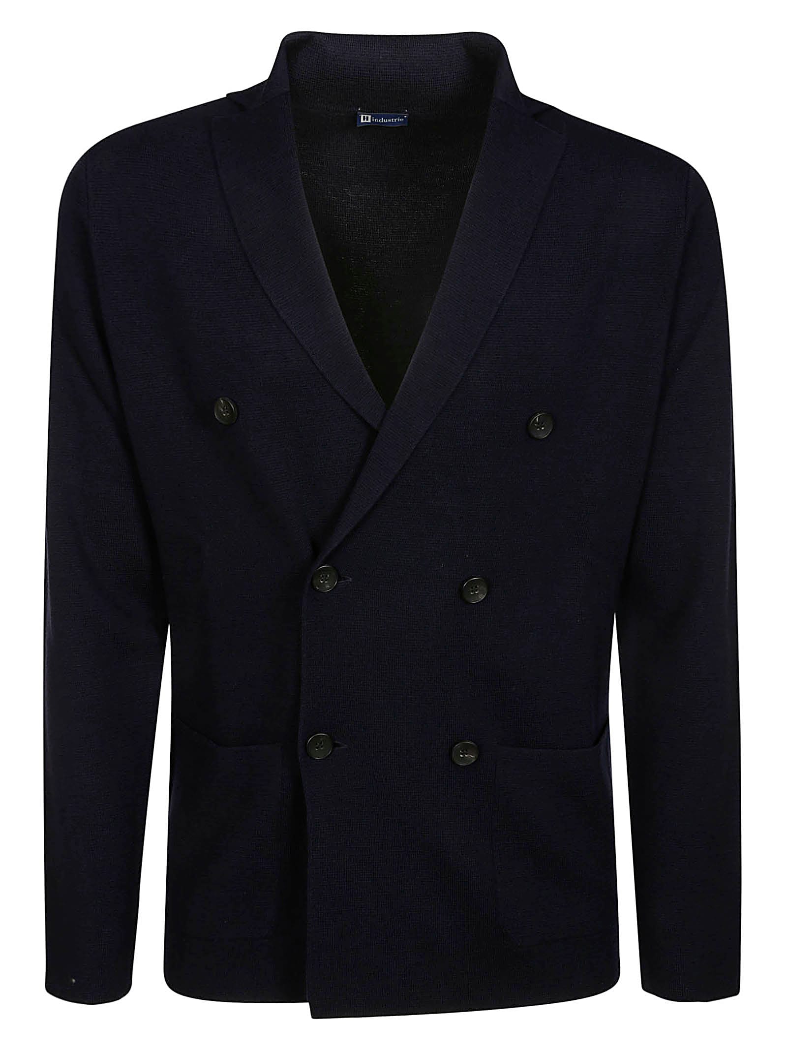 Shop Filippo De Laurentiis Double Breasted Jacket Merino Wool In Navy