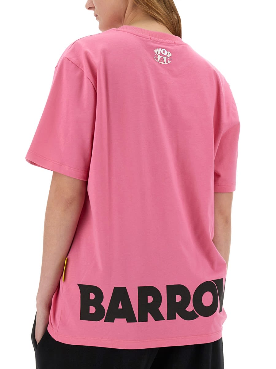 Shop Barrow T-shirt With Logo In Fuchsia
