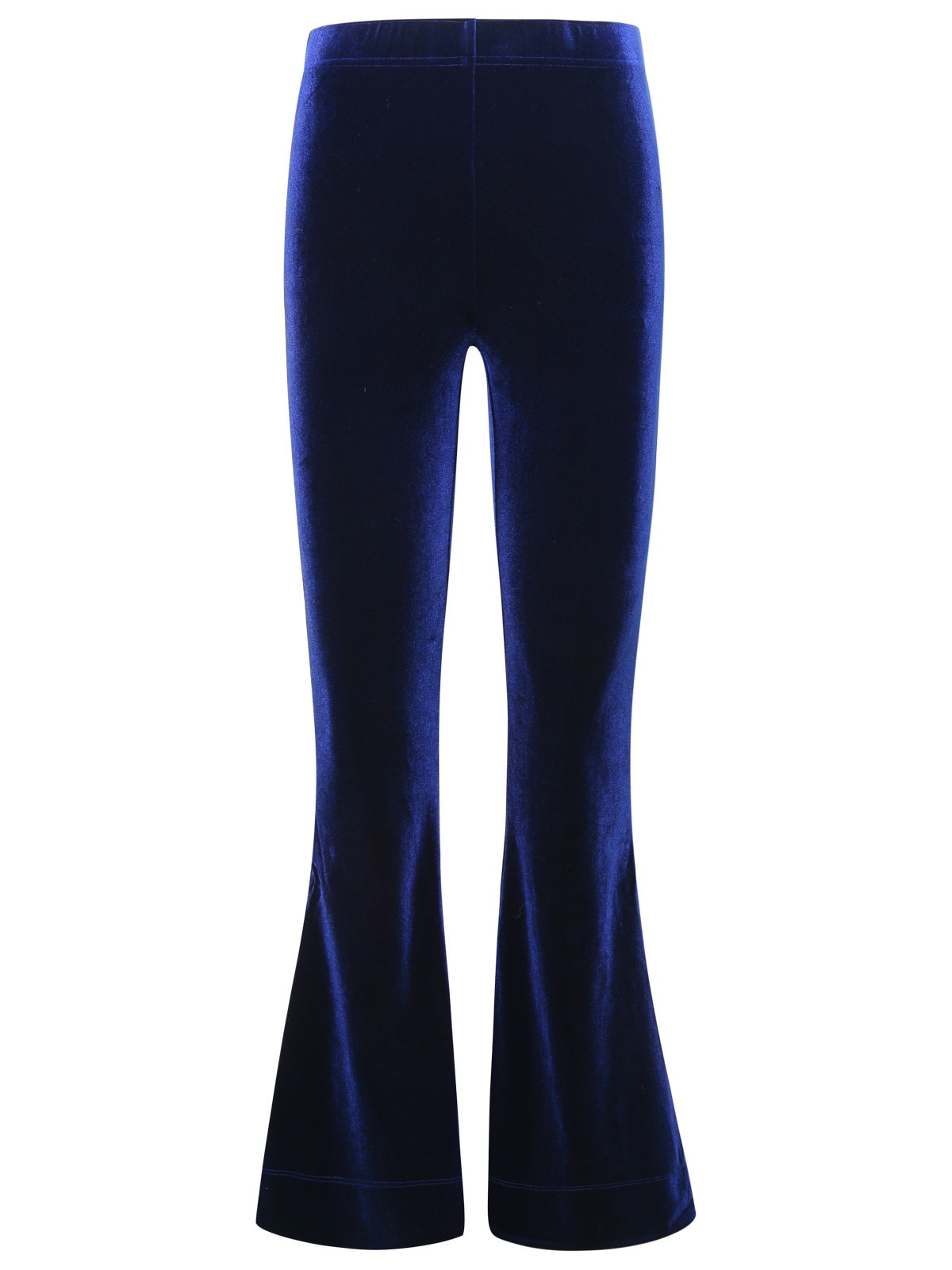 flared Blue Velvet Jersey Pants